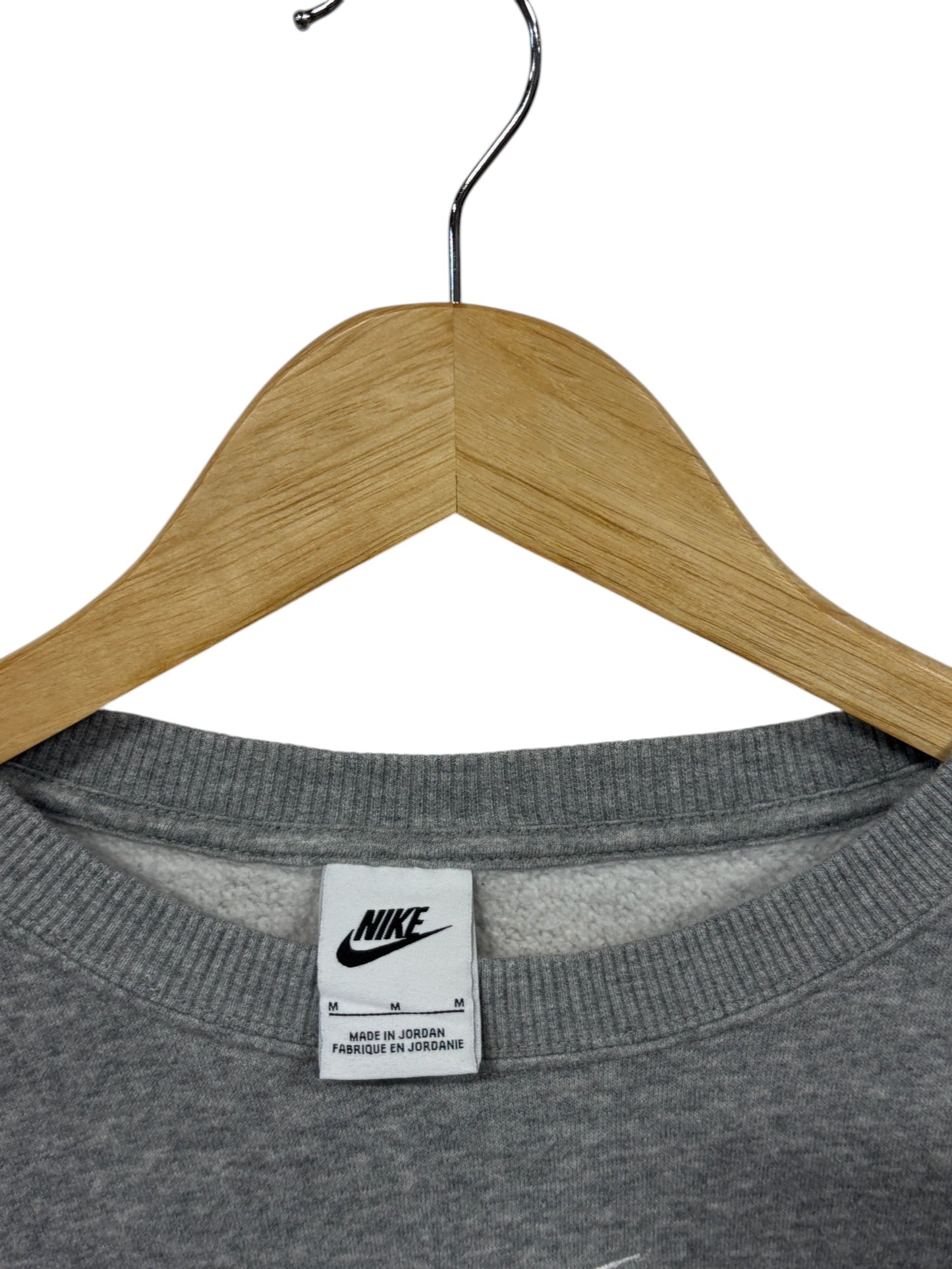Nike Grey Center Swoosh Crewneck Sweater Size Medium