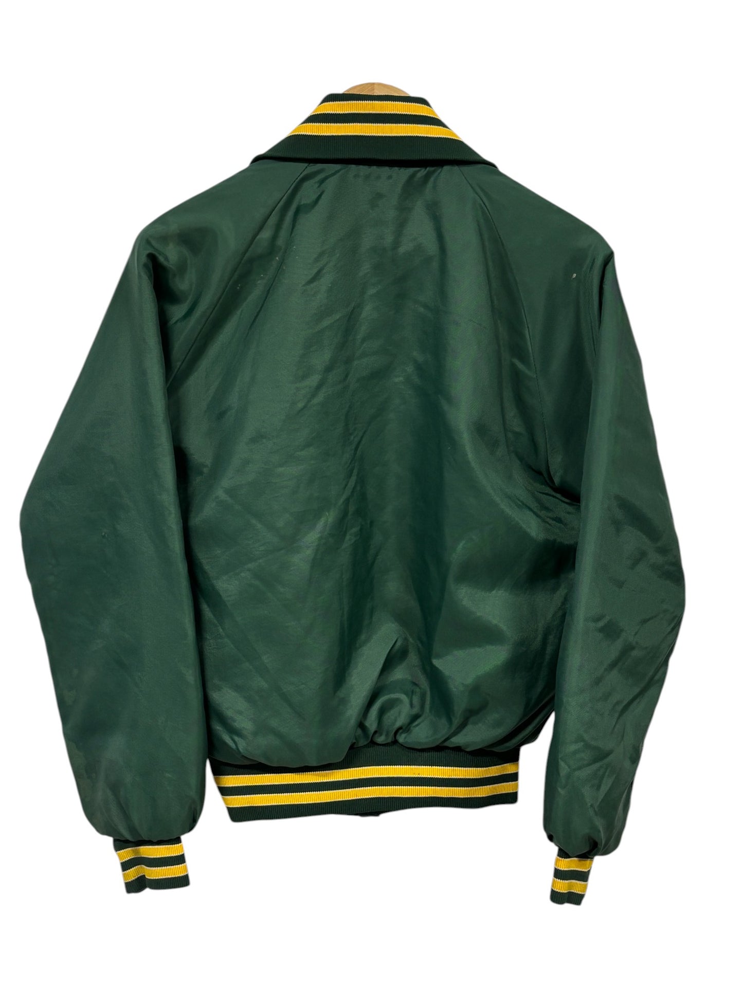 Vintage 80's Bud Light Beer Promo Green Yellow Bomber Jacket Size Small