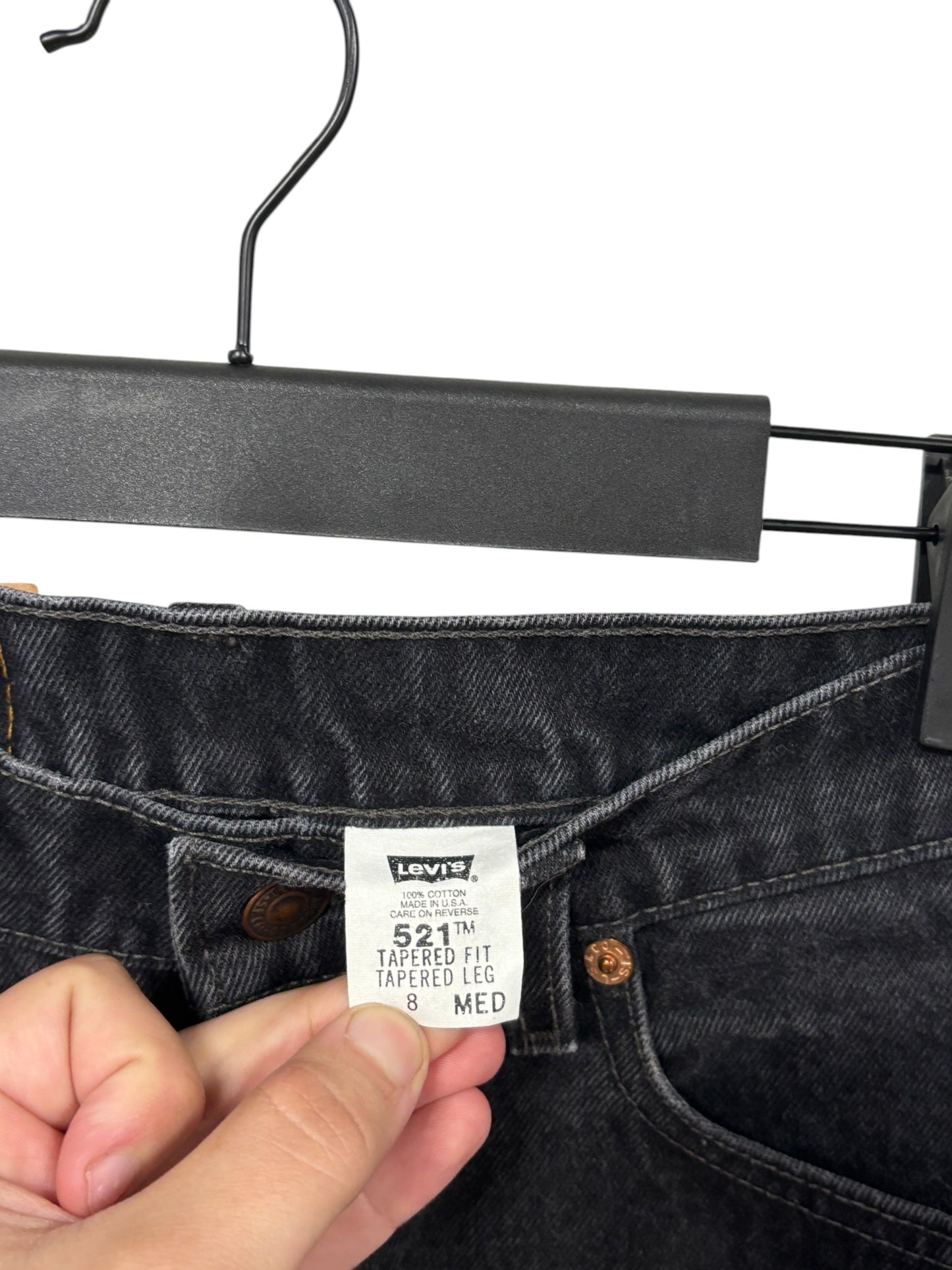 Vintage Levi's Women's 521 Tapered Fit Black Denim Jeans Size 26x31