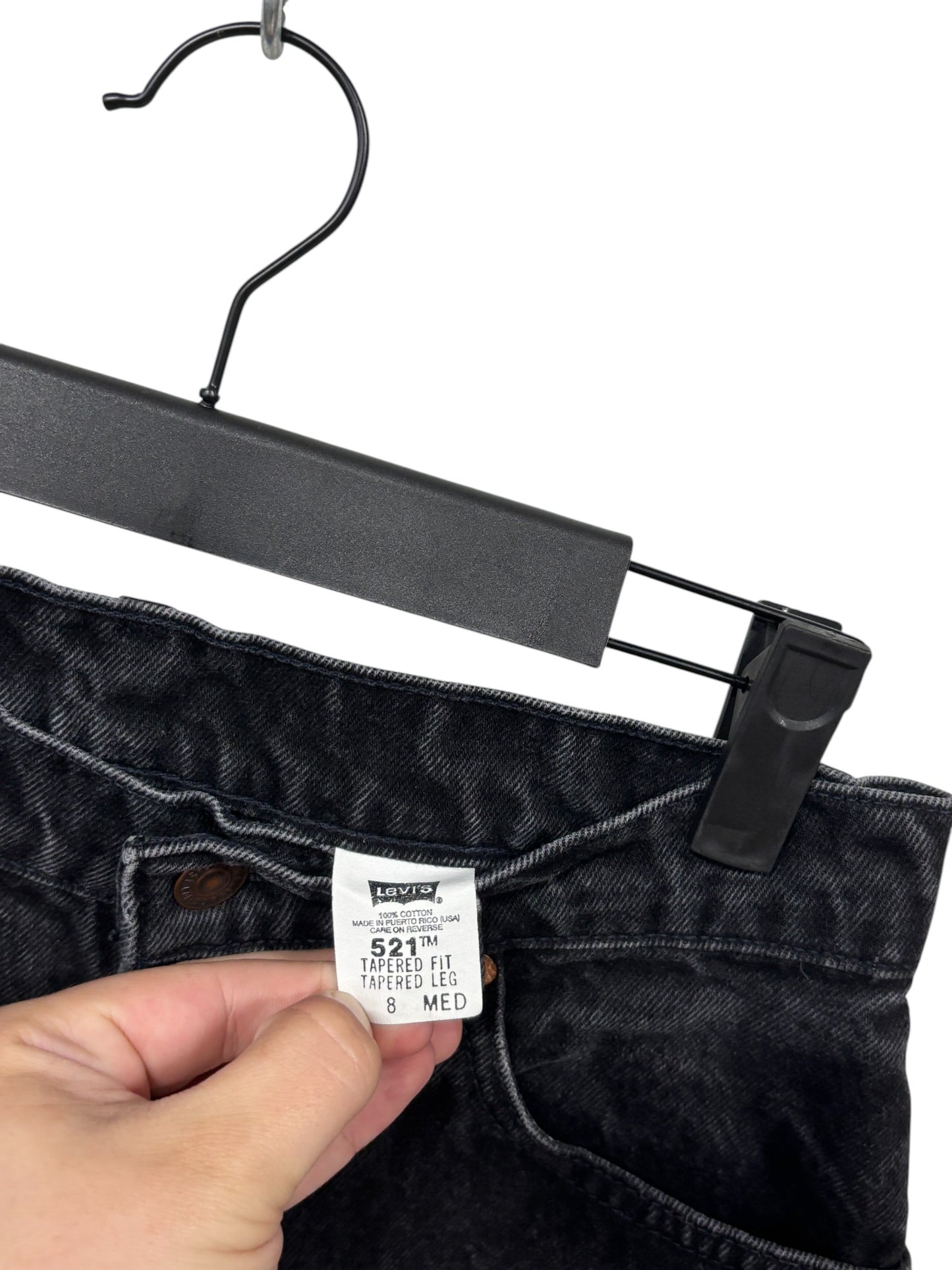Vintage 90's Levi's 521 Tapered Fit Black Denim Jeans Size 26x31