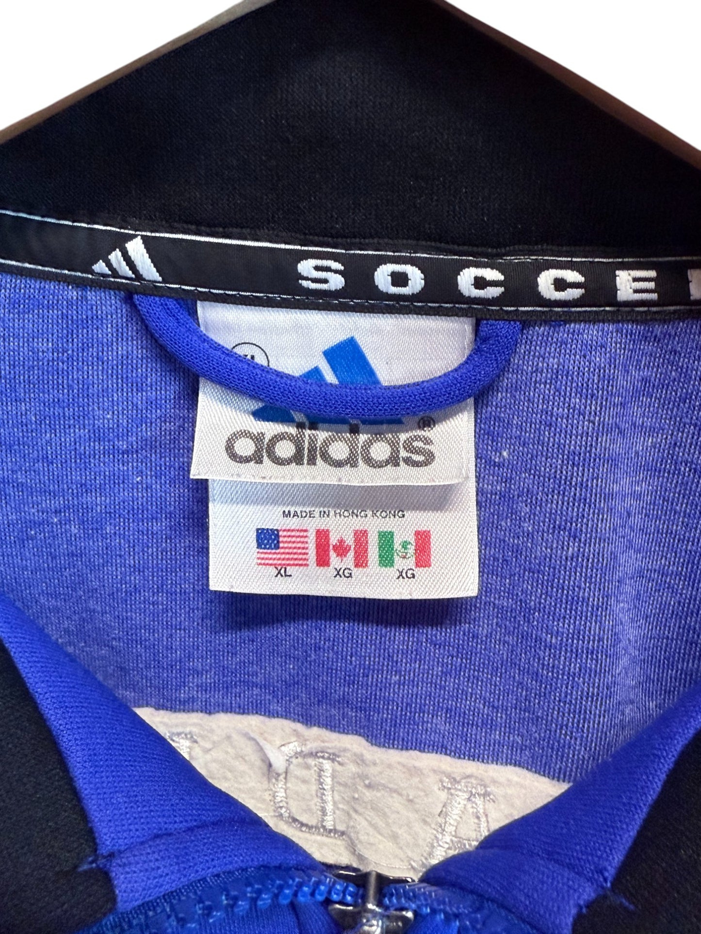Vintage 90's Adidas Three Striped Zip Up Fleece Jacket Size XL