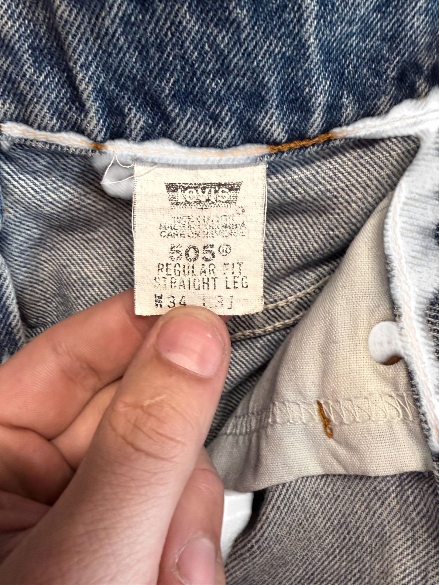 Vintage 90's Levi's 505 Regular Fit Straight Leg Denim Jeans Size 34x31