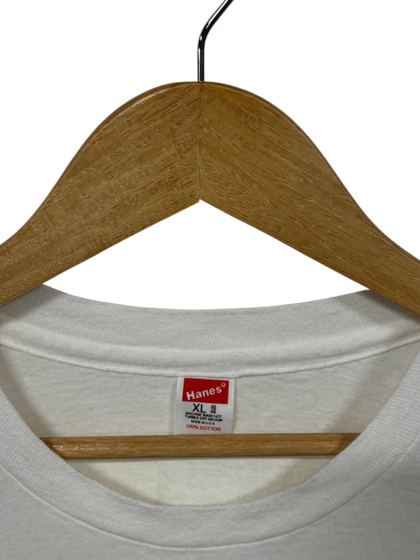 Vintage 80's Hanes Single Stitch White Blank Tee Size XL