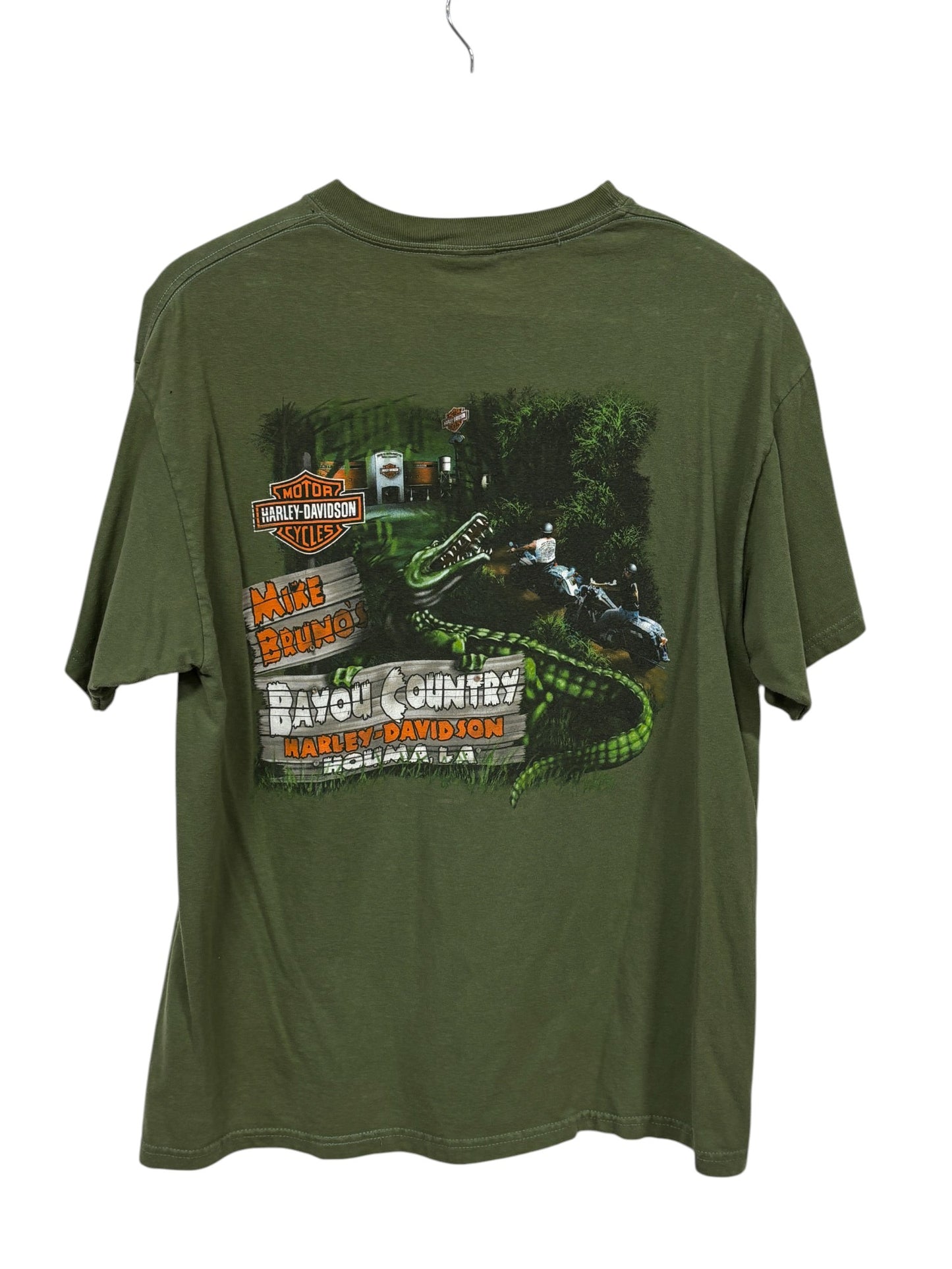 Harley Davidson Bayou Country Louisiana Biker Graphic Tee Size Large