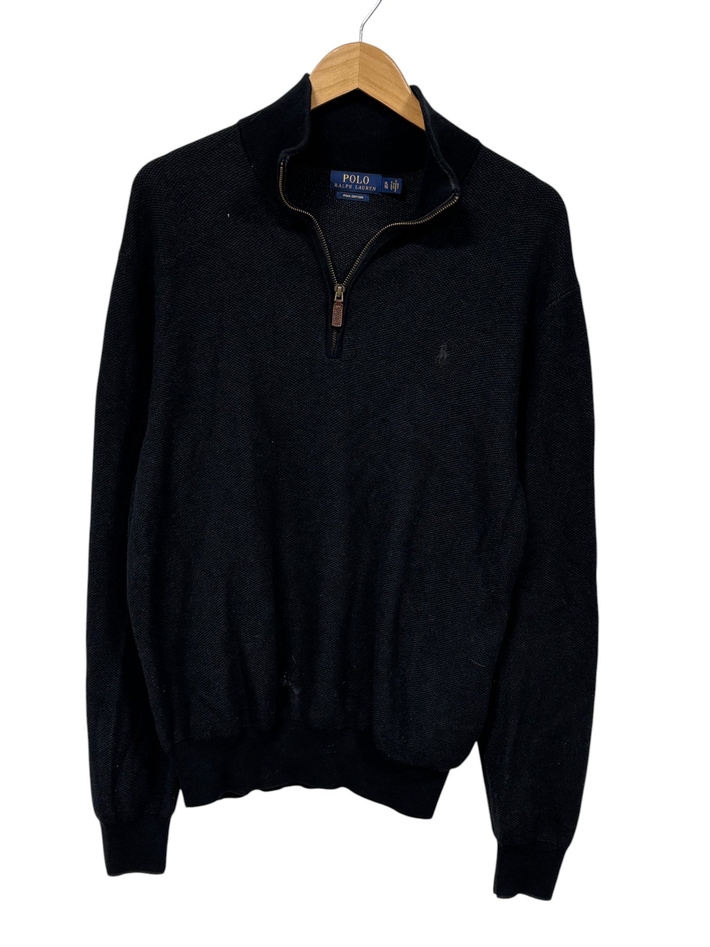 Polo Ralph Lauren Pima Cotton Black Quarter Zip Sweater Size XL