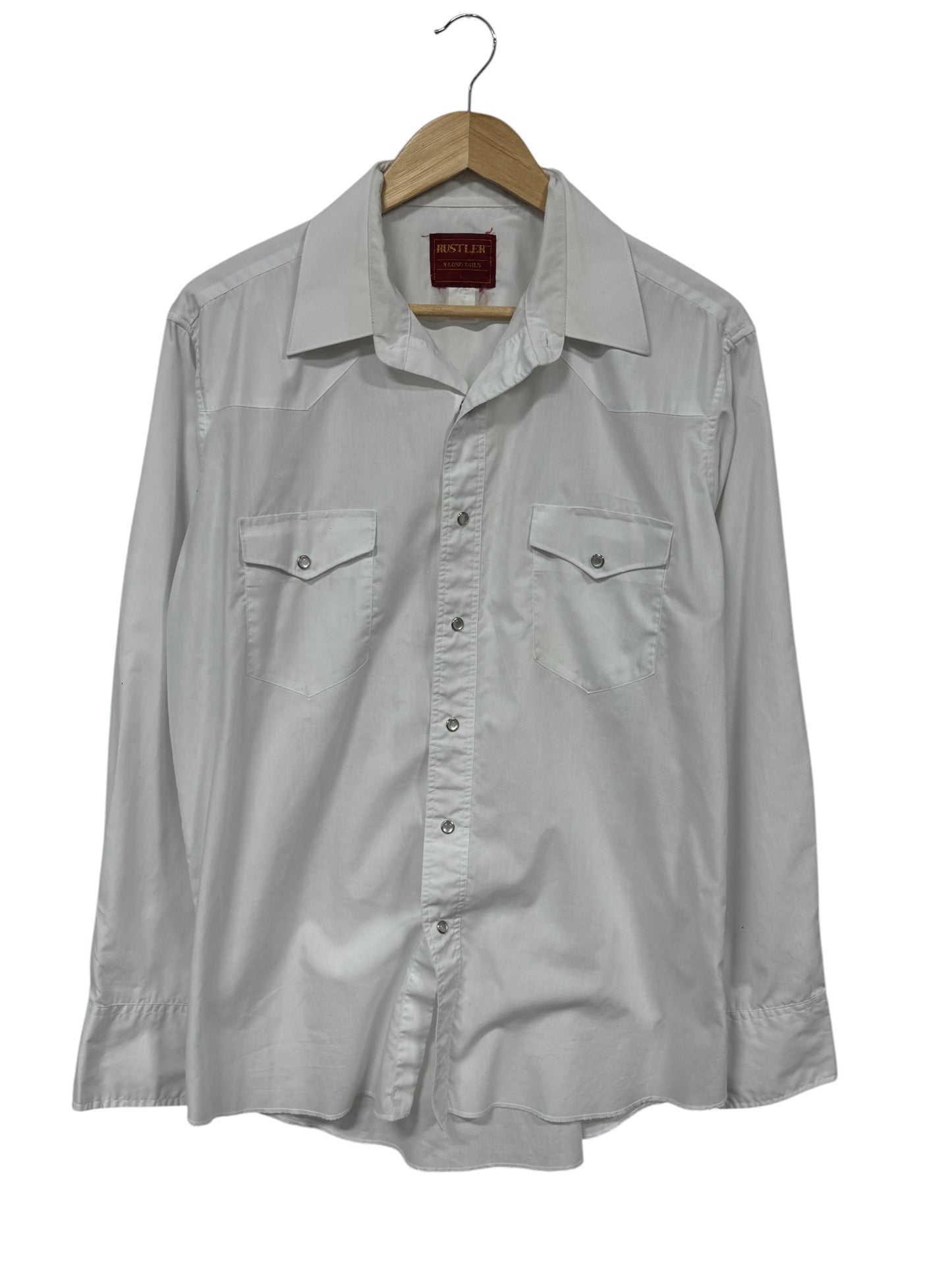 Vintage 90's Rustler White Pearl Snap Button Up Western Shirt Size Large