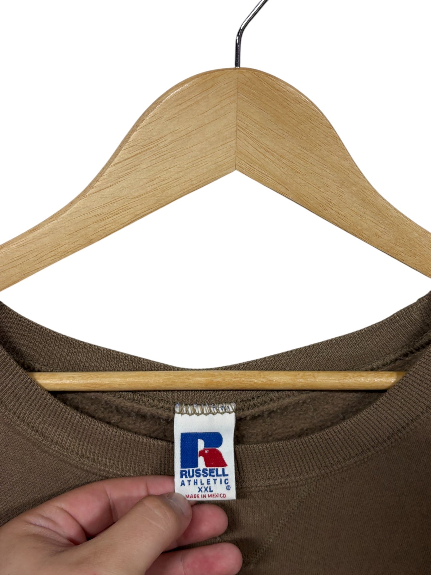 Vintage 90's Russell Athletic Brown Boxy Fit Crewneck Sweater Size XXL