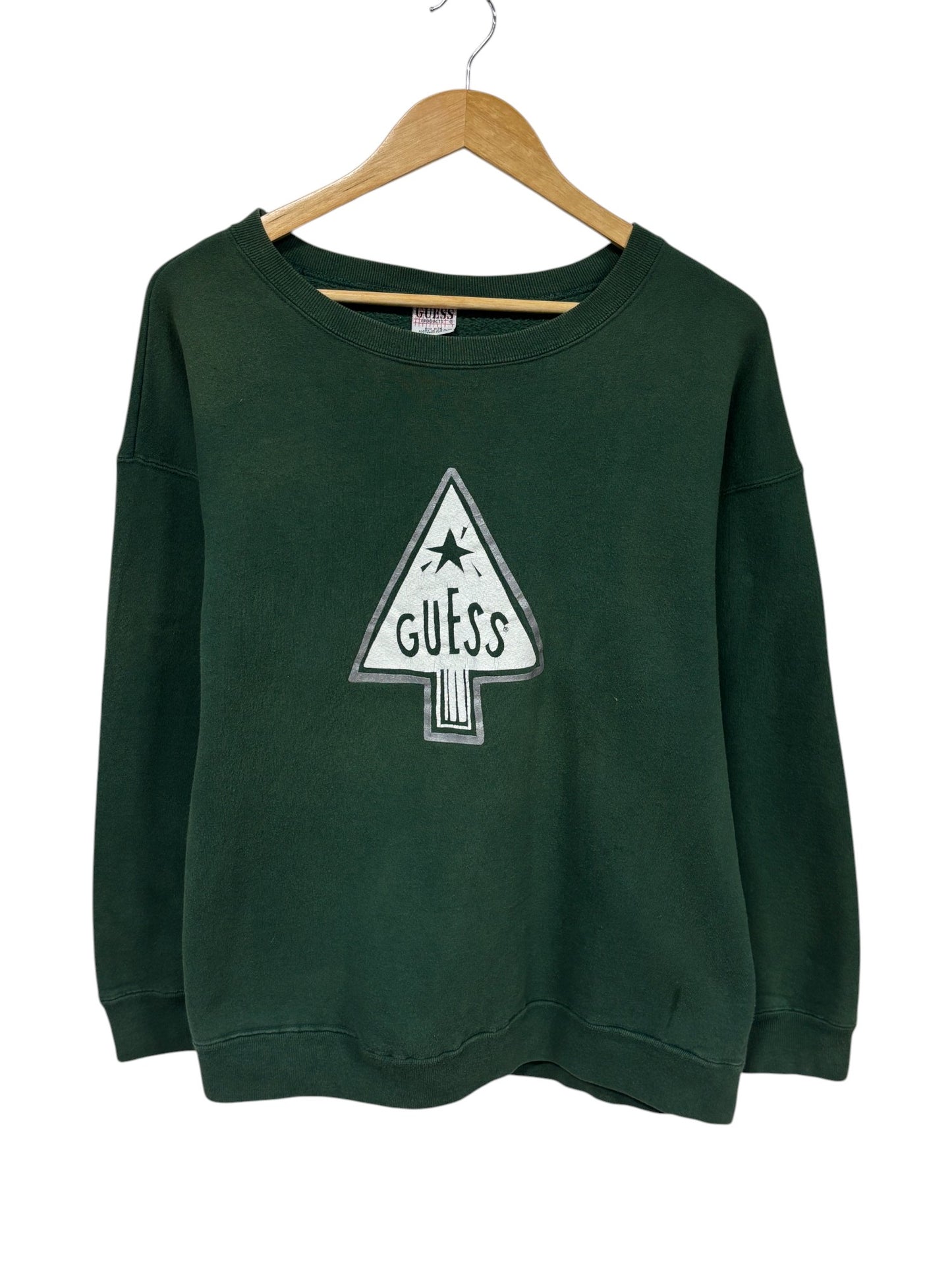 Vintage 90's Guess Oversized Green Crewneck Sweater Size Large