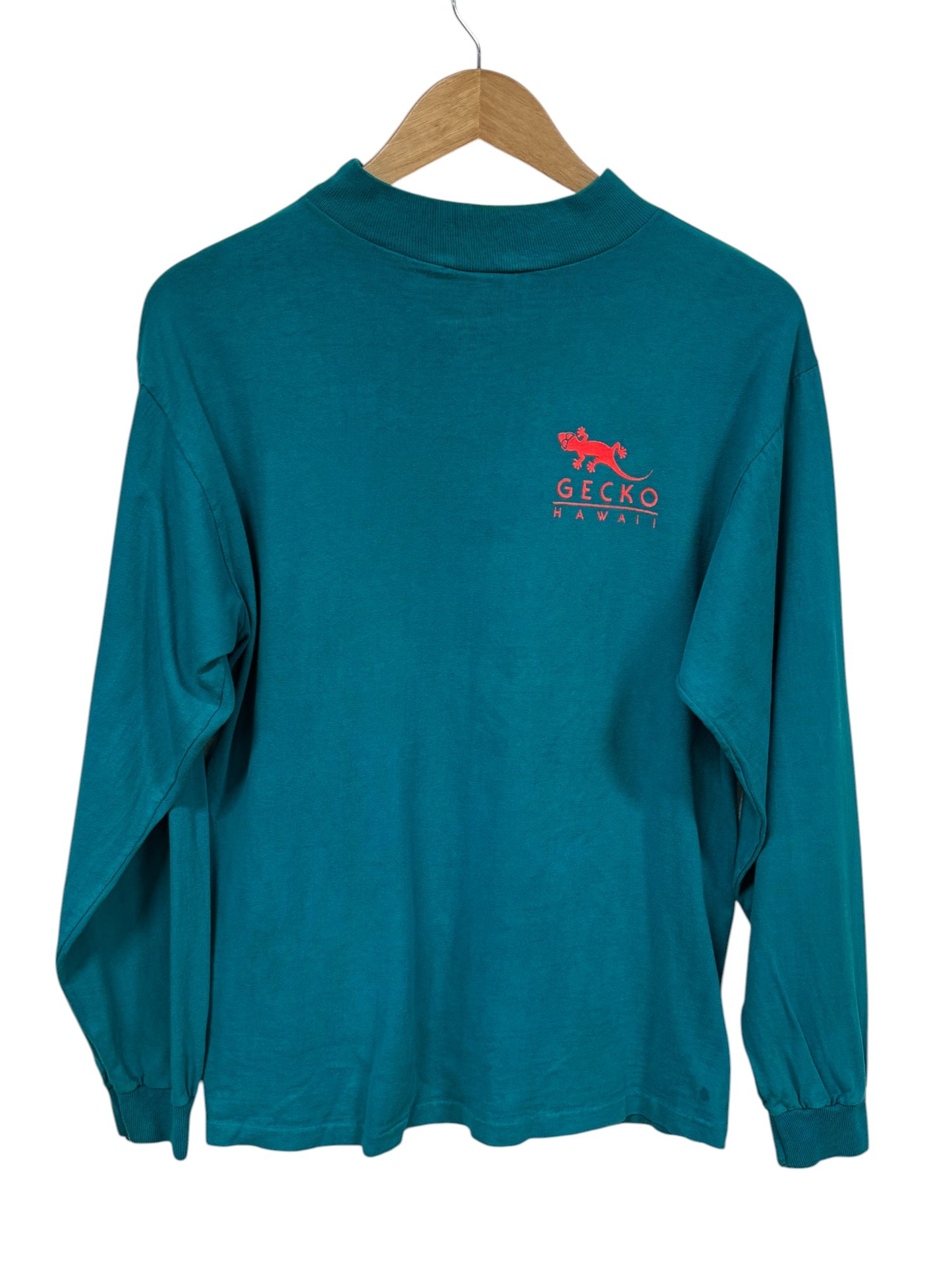 Vintage 80's Gecko Hawaii Long Sleeve Mock Neck Shirt Size Medium