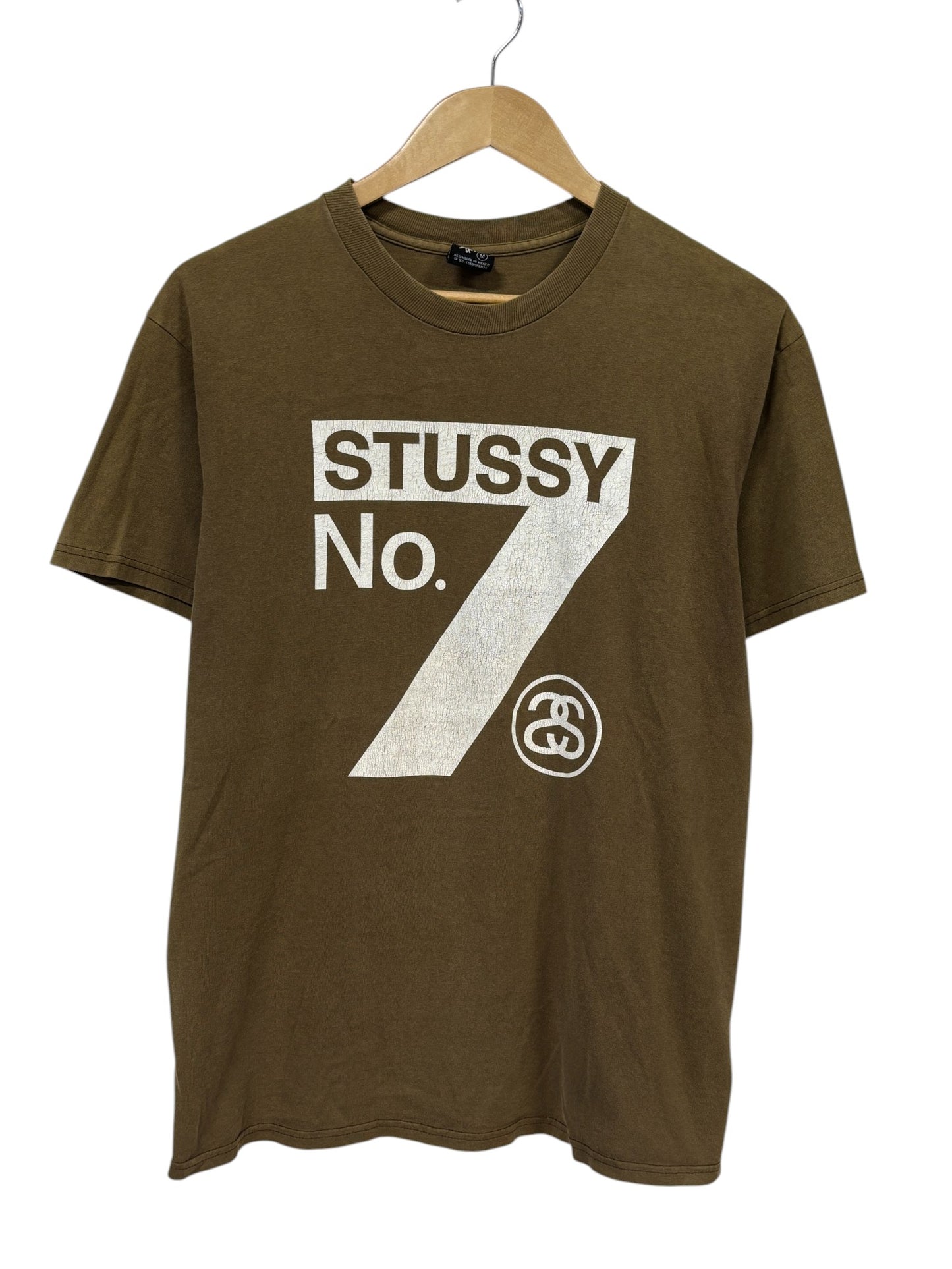 Vintage Y2K Stussy Number 7 Big Print Skate Graphic Tee Size Medium