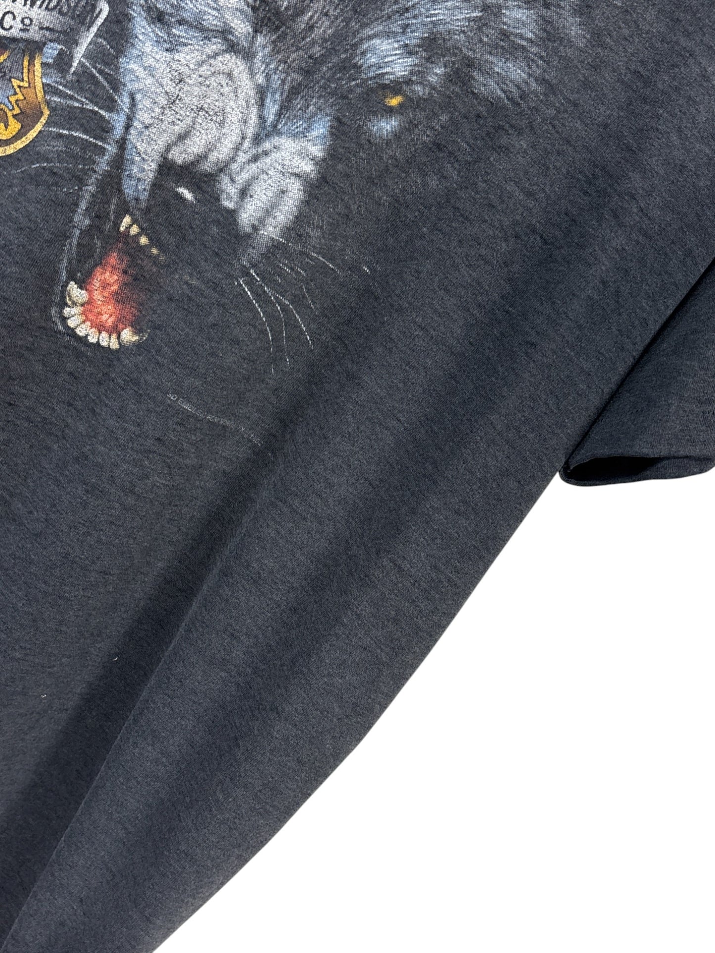 Vintage 1982 Harley Davidson 3D Emblem Wolf Biker Graphic Tee Size XL