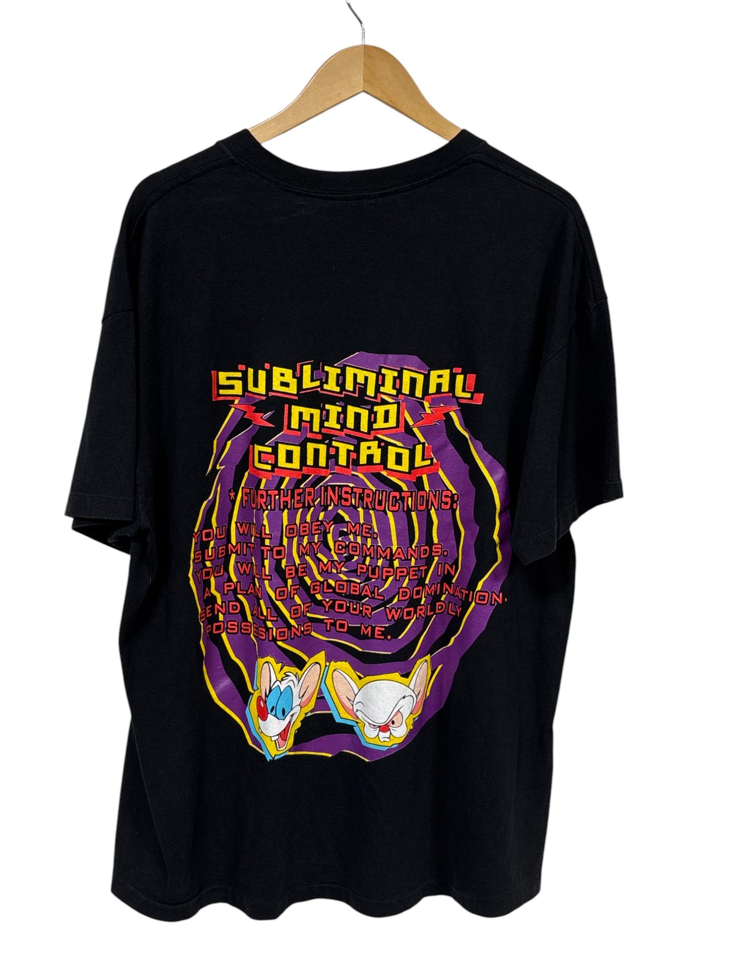 Vintage 90's Pinky and the Brain Mind Slave Cartoon Graphic Tee Size XL