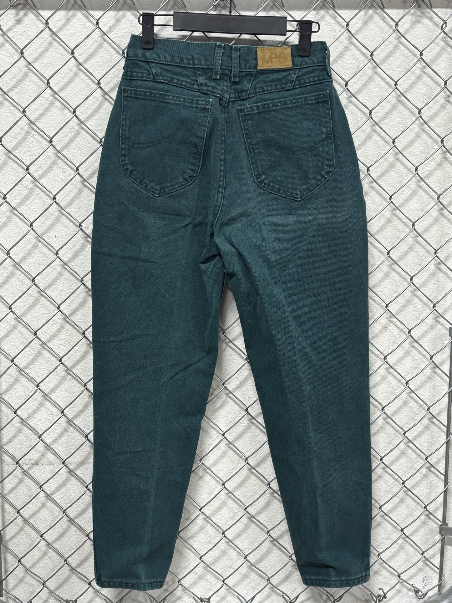 Vintage 90's Women's Lee Green Denim High Waisted Jeans Size 25x27
