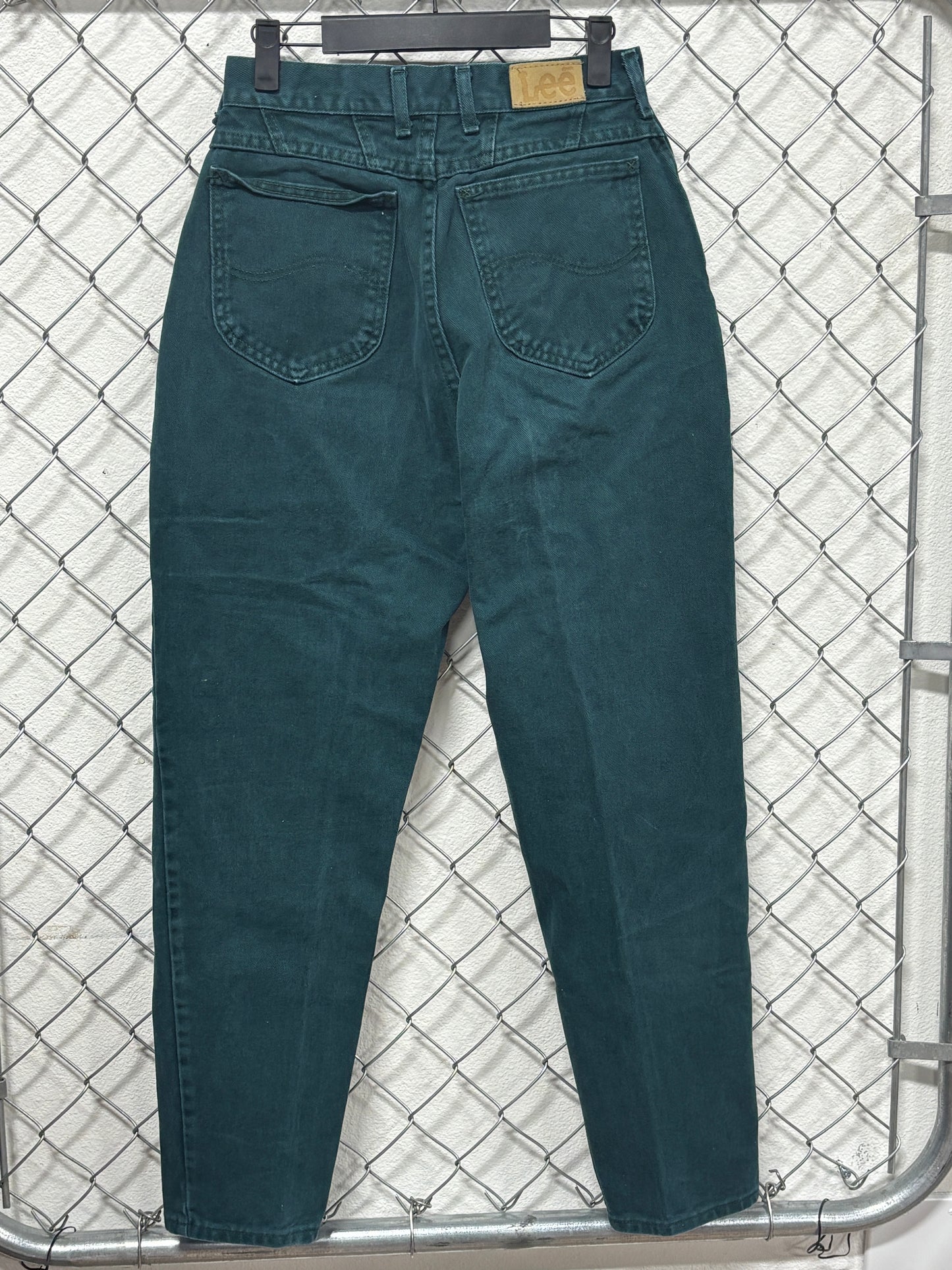 Vintage 90's Women's Lee Green Denim High Waisted Jeans Size 26x29