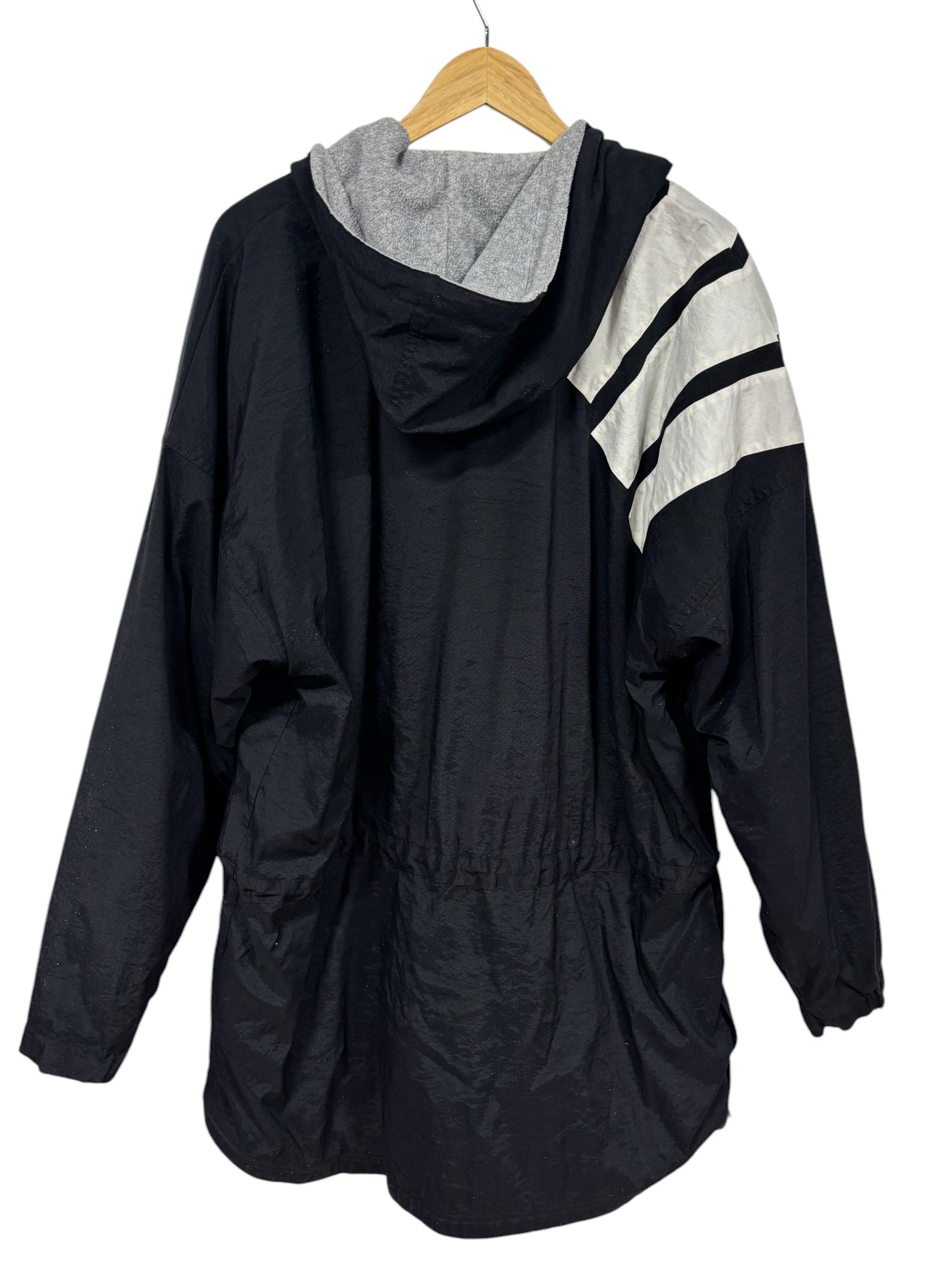 Vintage 90's Adidas Quarter Zip Black White 3 Stipes Jacket Size Medium
