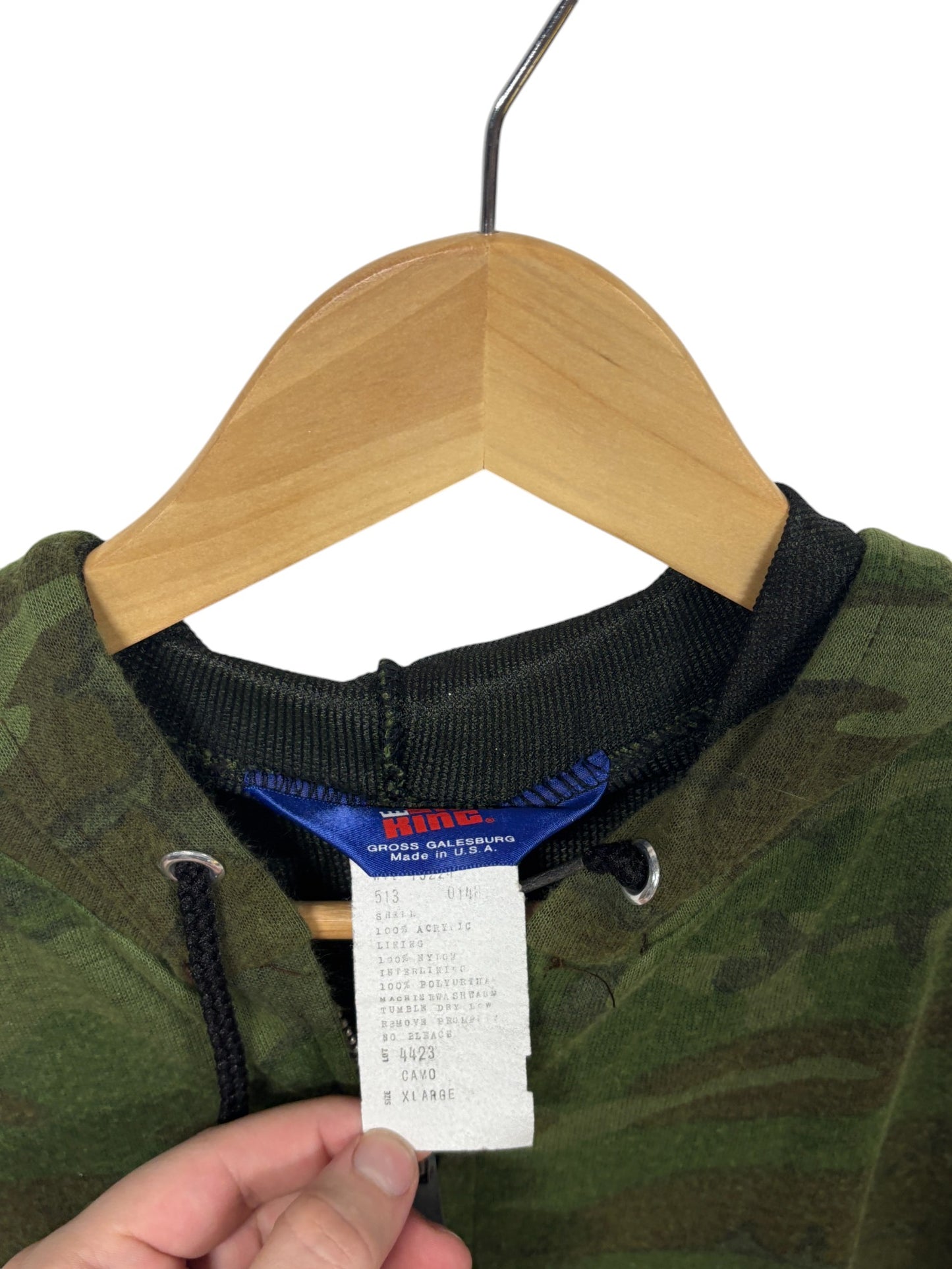 Vintage 90's Army Camo Full Zip Hoodie Size Medium