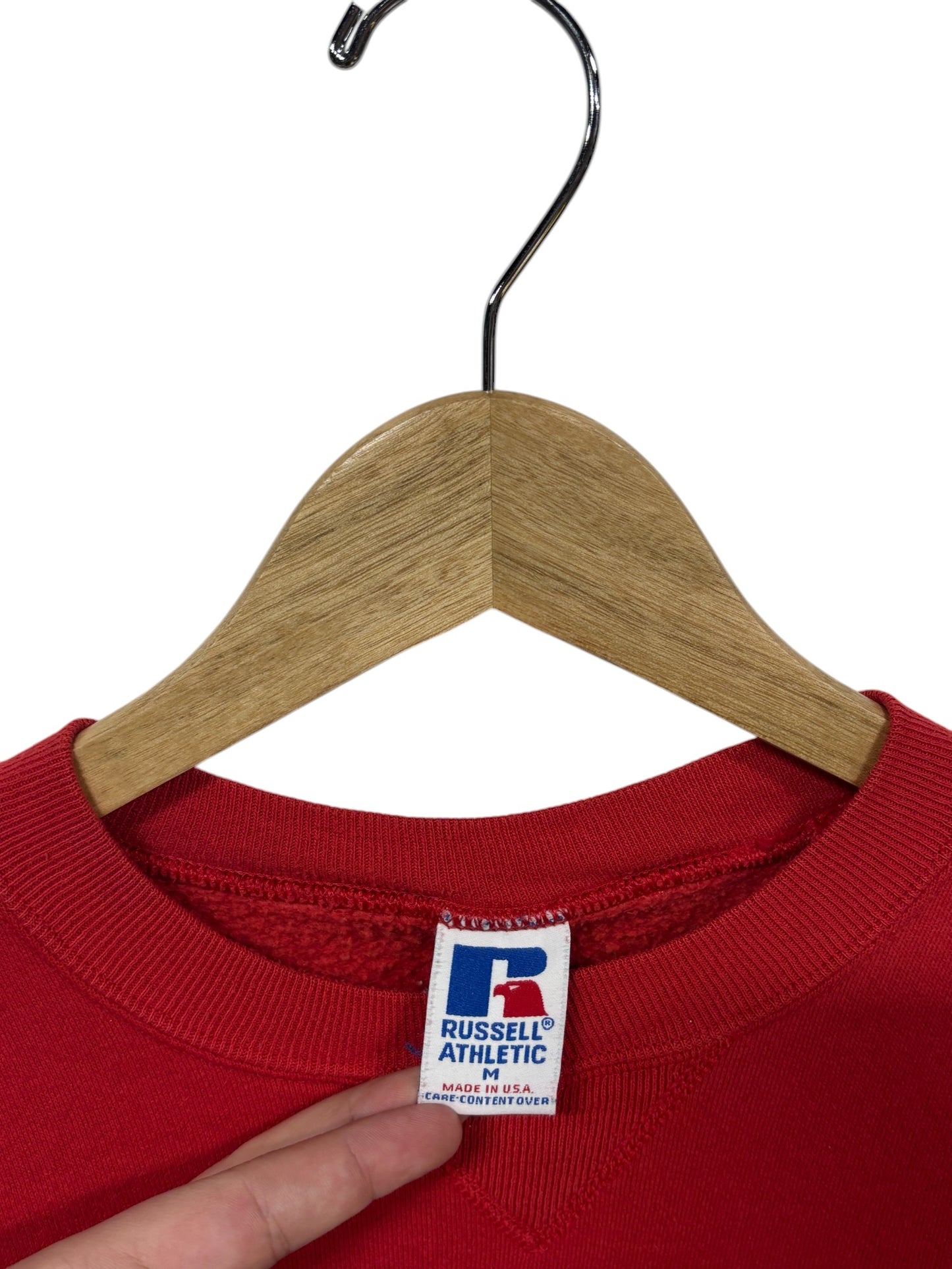 Vintage 90's Russell Athletic Red Blank Crewneck Size Medium