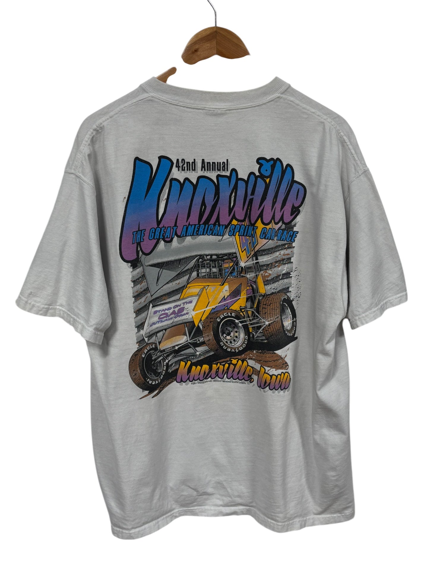 Vintage 2001 Knoxville Sprint Car Racing Big Print Graphic Tee Size XL