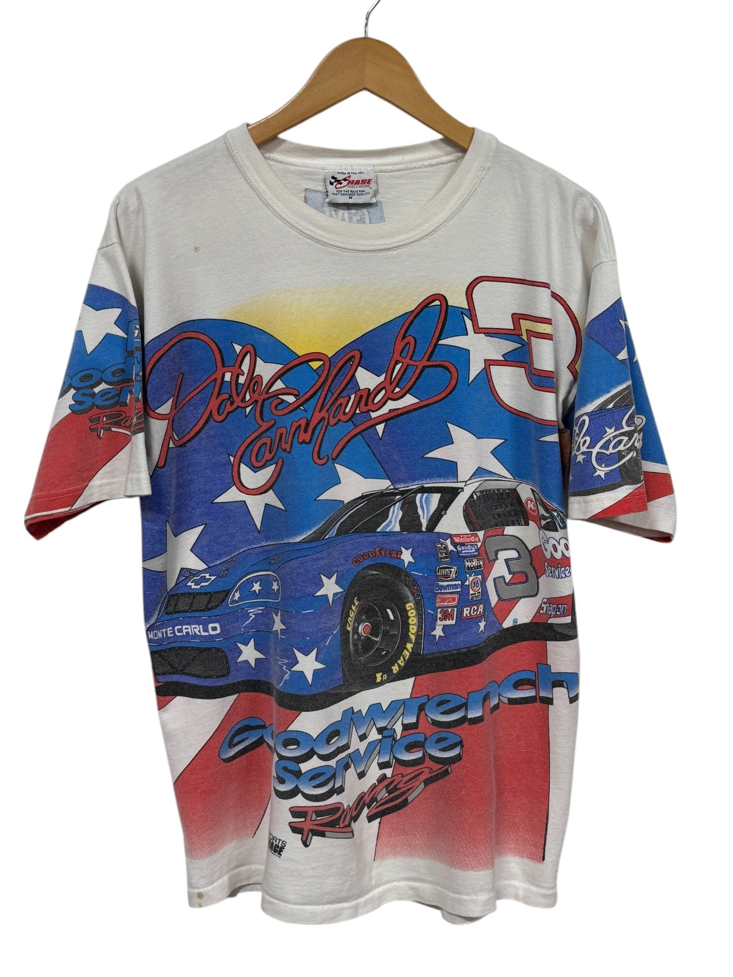 Vintage 1996 Dale Earnhardt NASCAR Goodwrench AOP Tee Size Medium