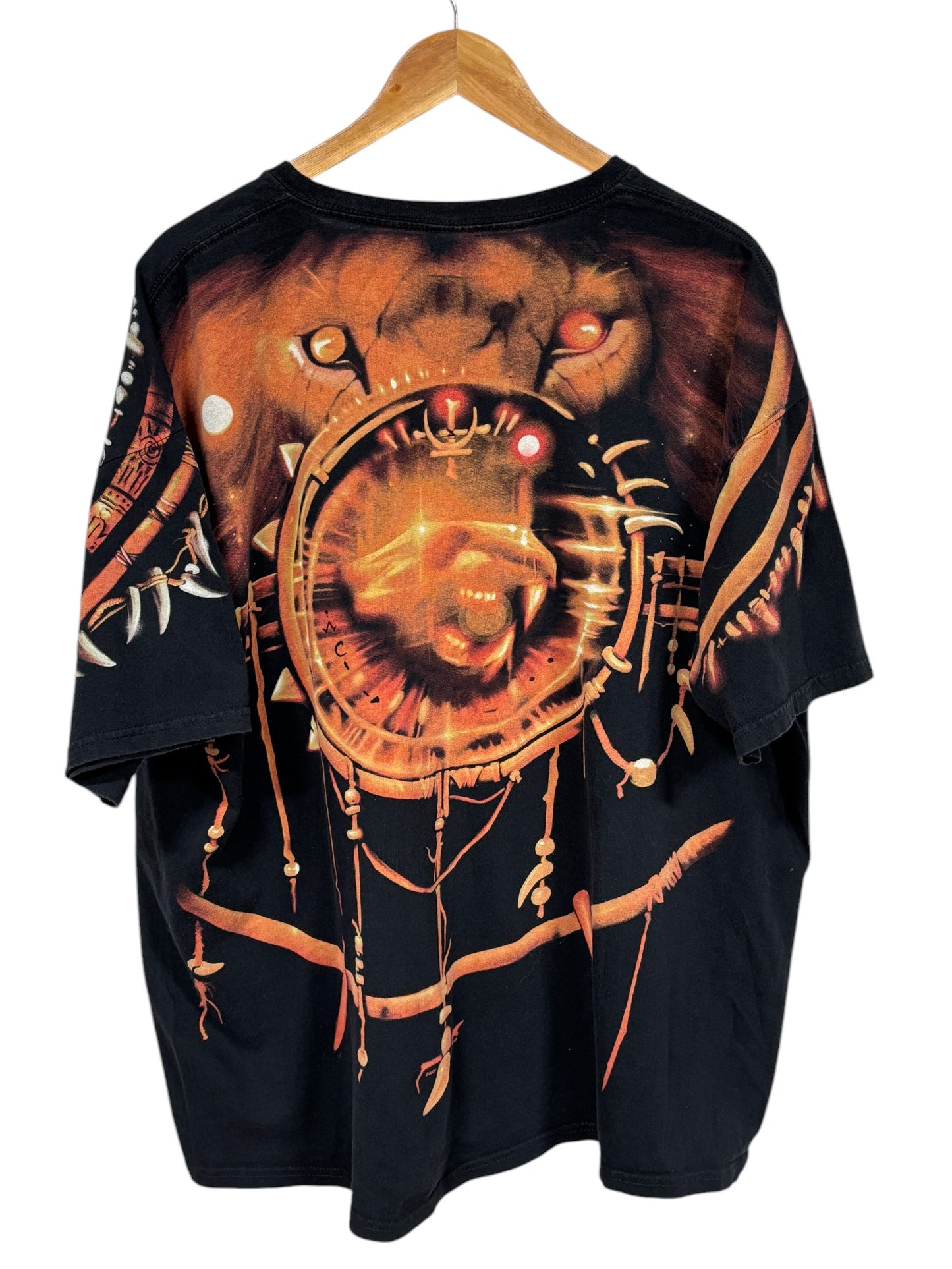 Vintage 00's Liquid Blue Lion Safari Big Print AOP Graphic Tee Size XL