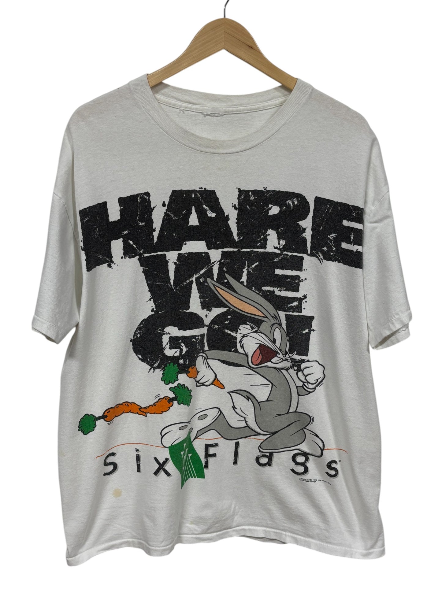 Vintage 1996 Looney Tunes Bugs Bunny Six Flags Graphic Tee Size XL