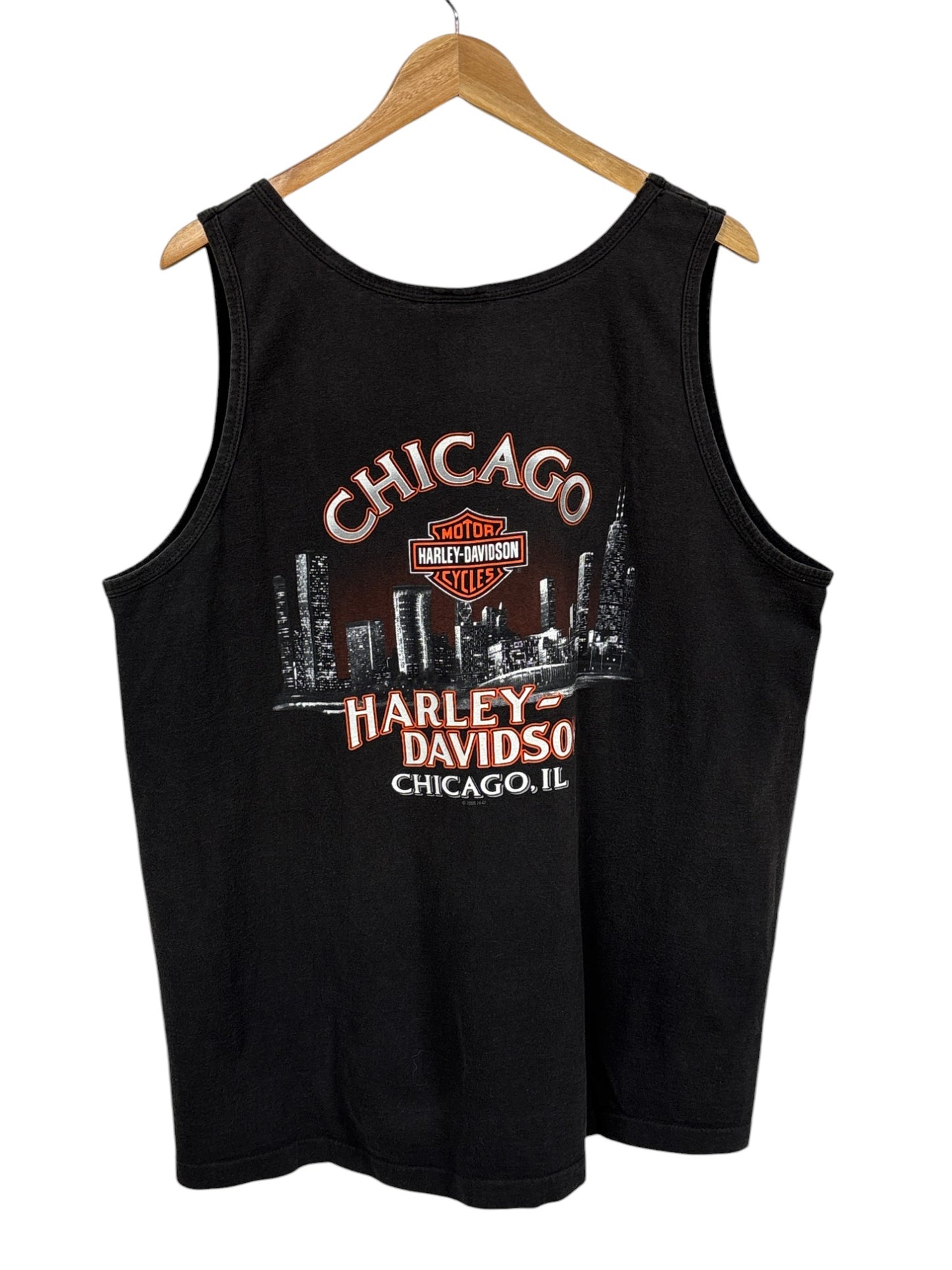 Vintage 00's Harley Davidson Chicago Biker Graphic Tank Top Size XL