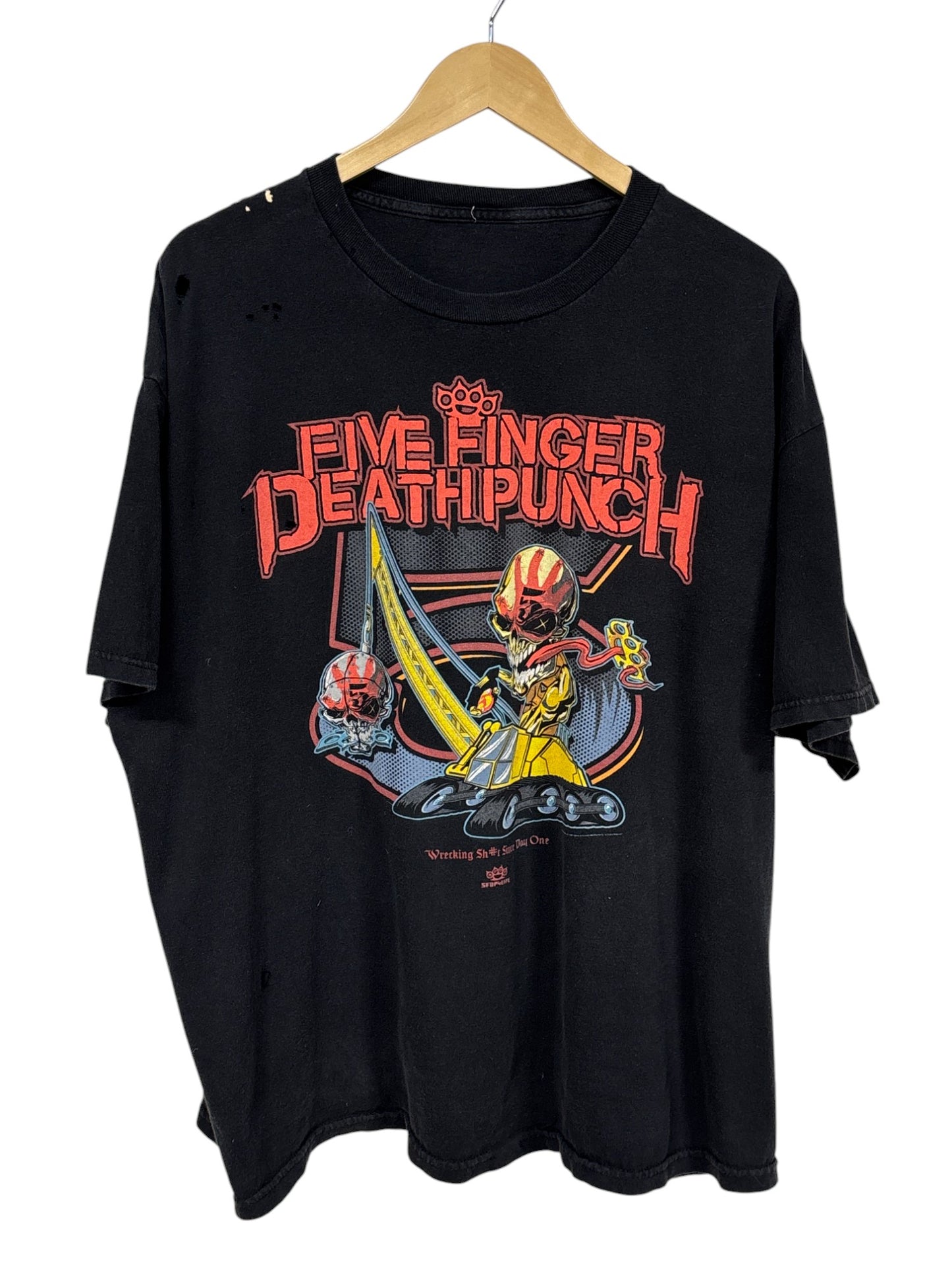 Vintage 00's Thrashed Five Finger Deathpunch Graphic Tee Size XL