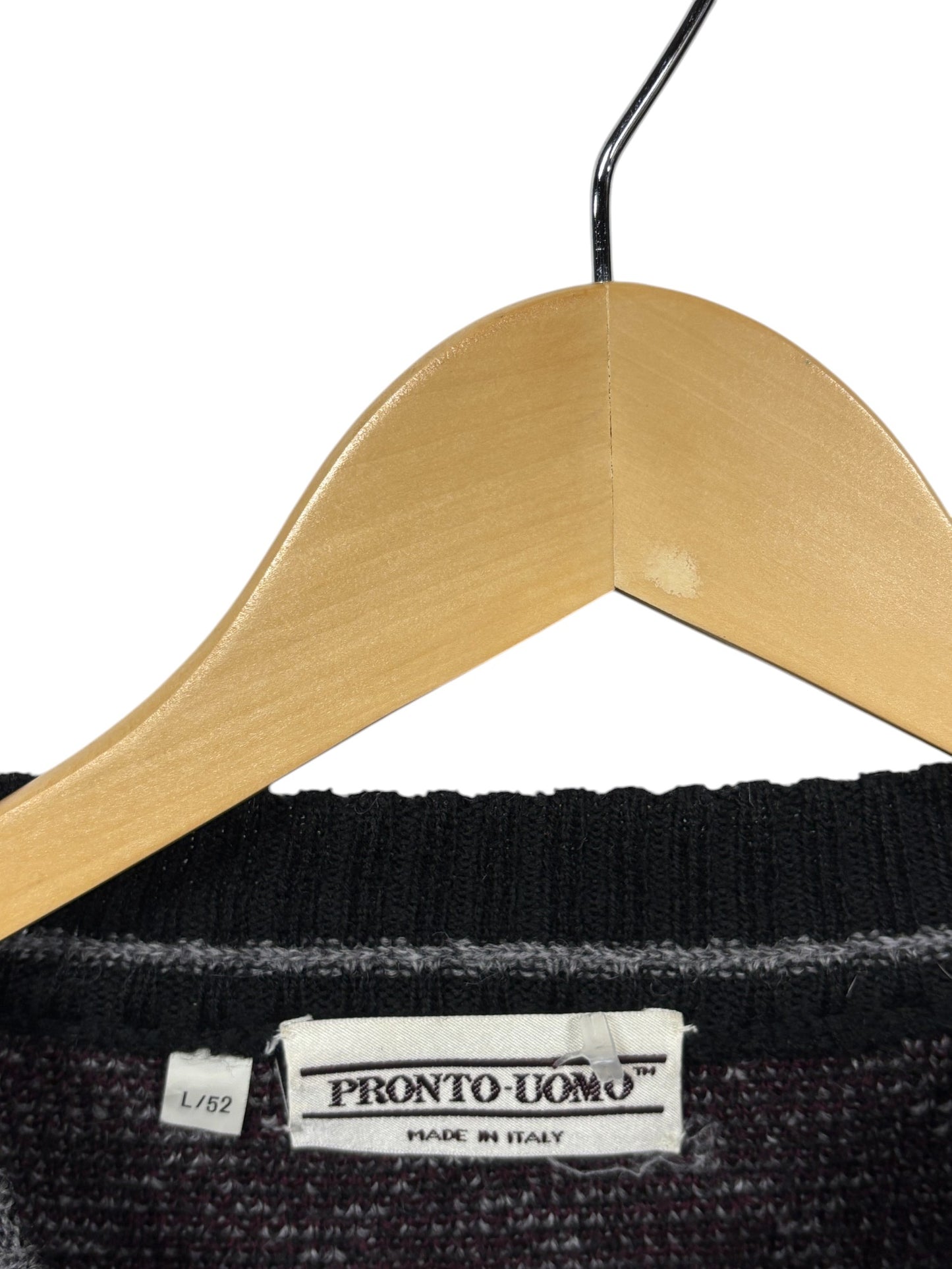 Vintage Pronto Uomo Made in Italy Coogi Style Knit Sweater Size Large