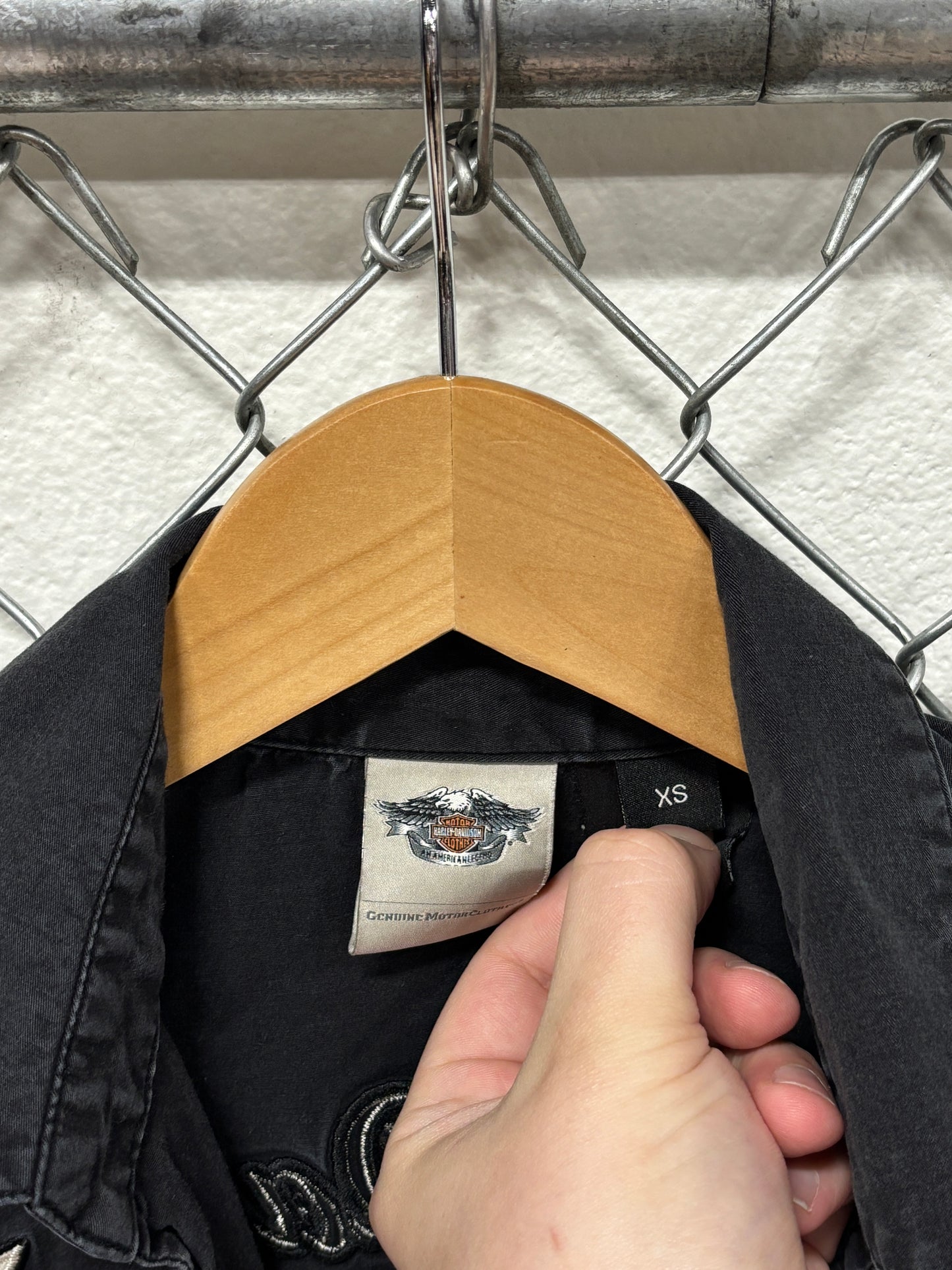 Harley Davidson Women's Black Full Zip Biker Shirt Size XS