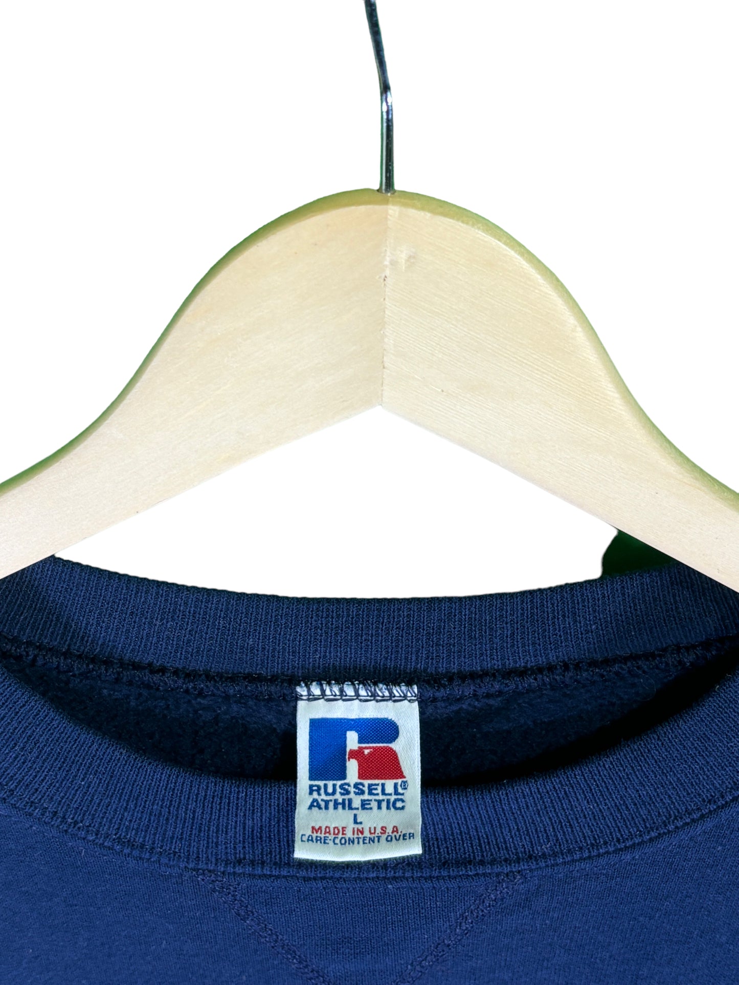 Vintage 90's Russell Athletic Boxy Fit Blank Crewneck Blue Size Large