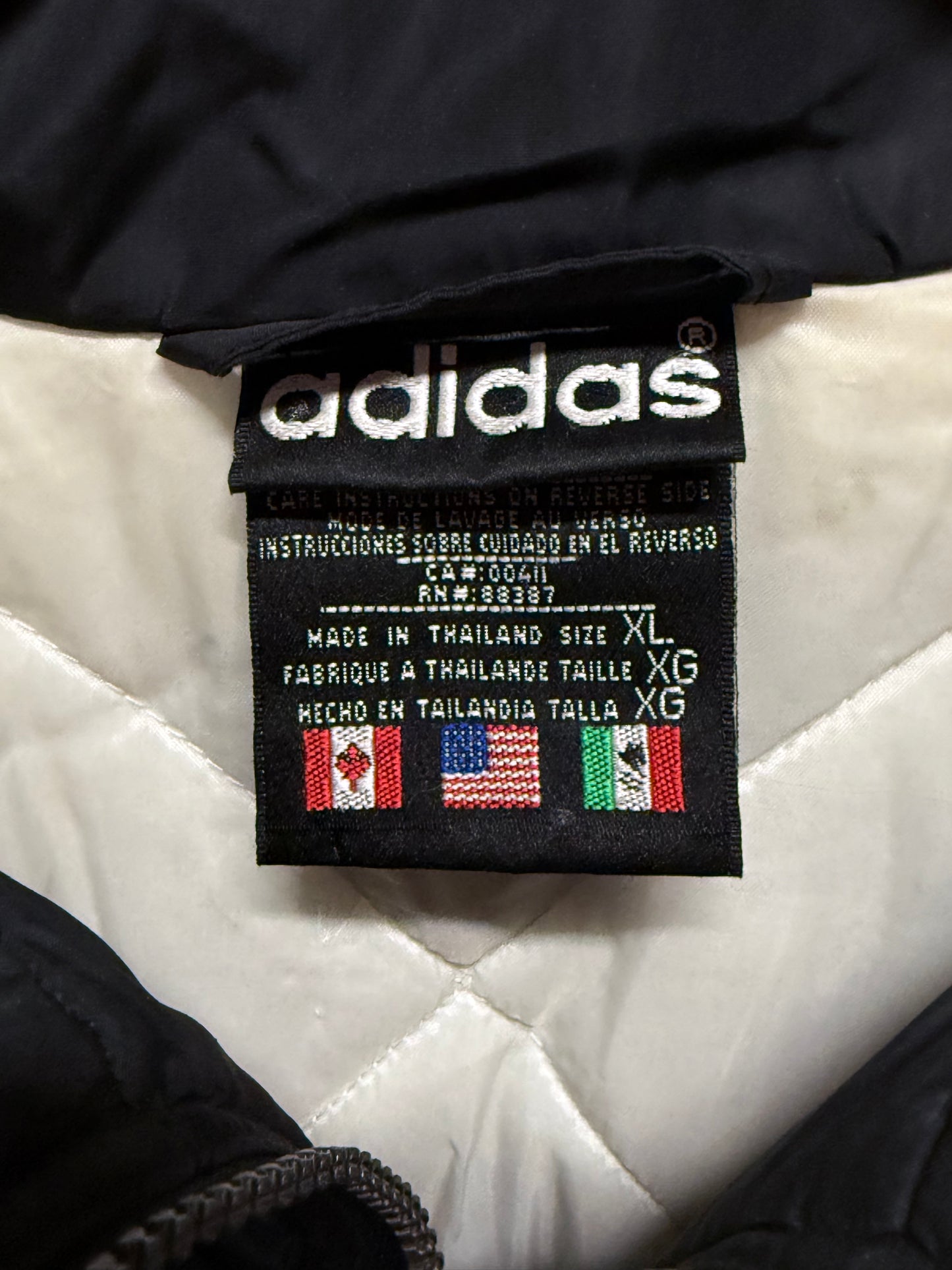 Vintage 90's Adidas Three Stripe Black White Windbreaker Jacket Size XL
