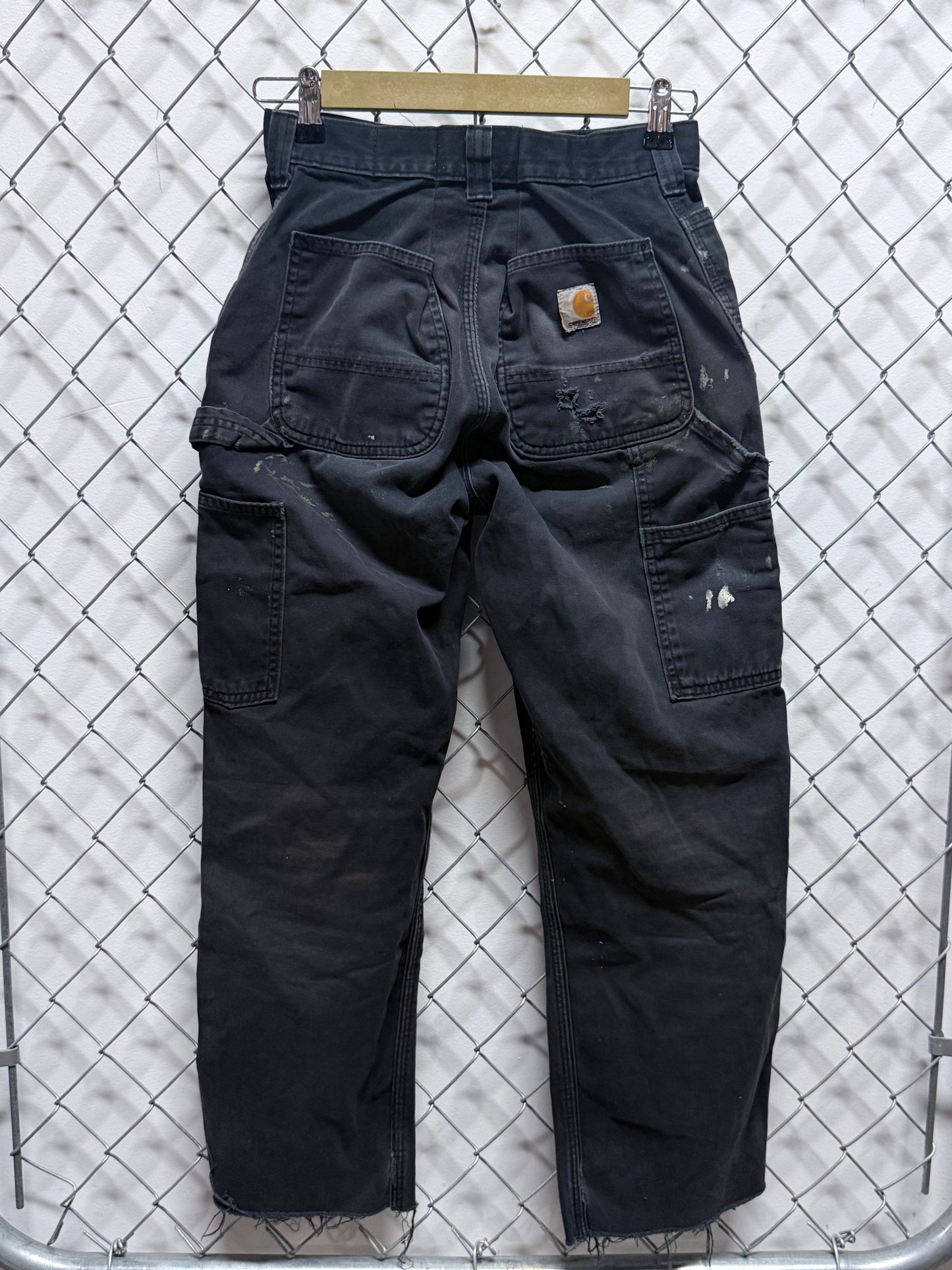 Vintage Carhartt Distressed Repaired Black Carpenter Pants Size 26x26