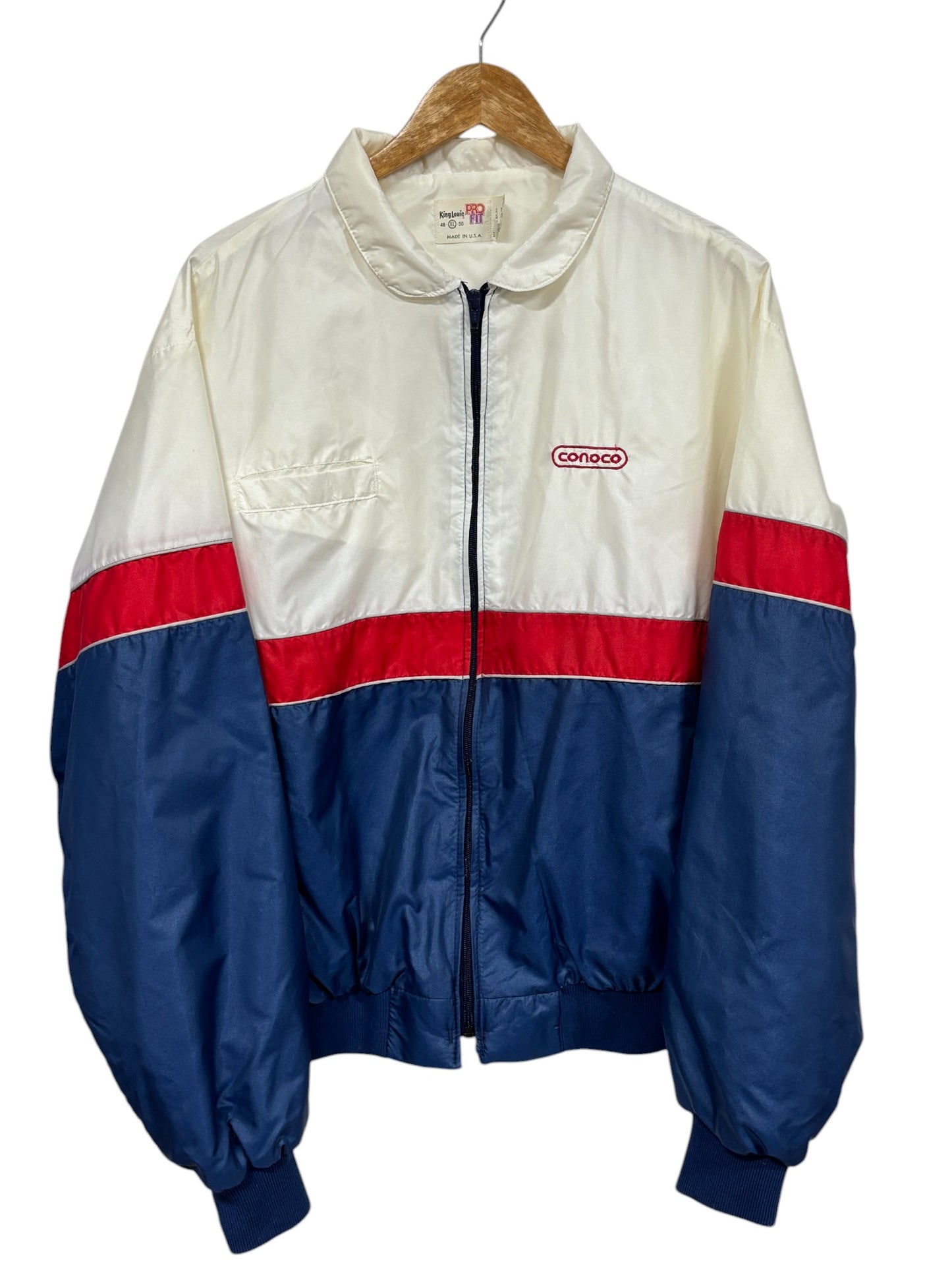 Vintage 80's King Louie Conoco Zip Up Windbreaker Jacket Size XL