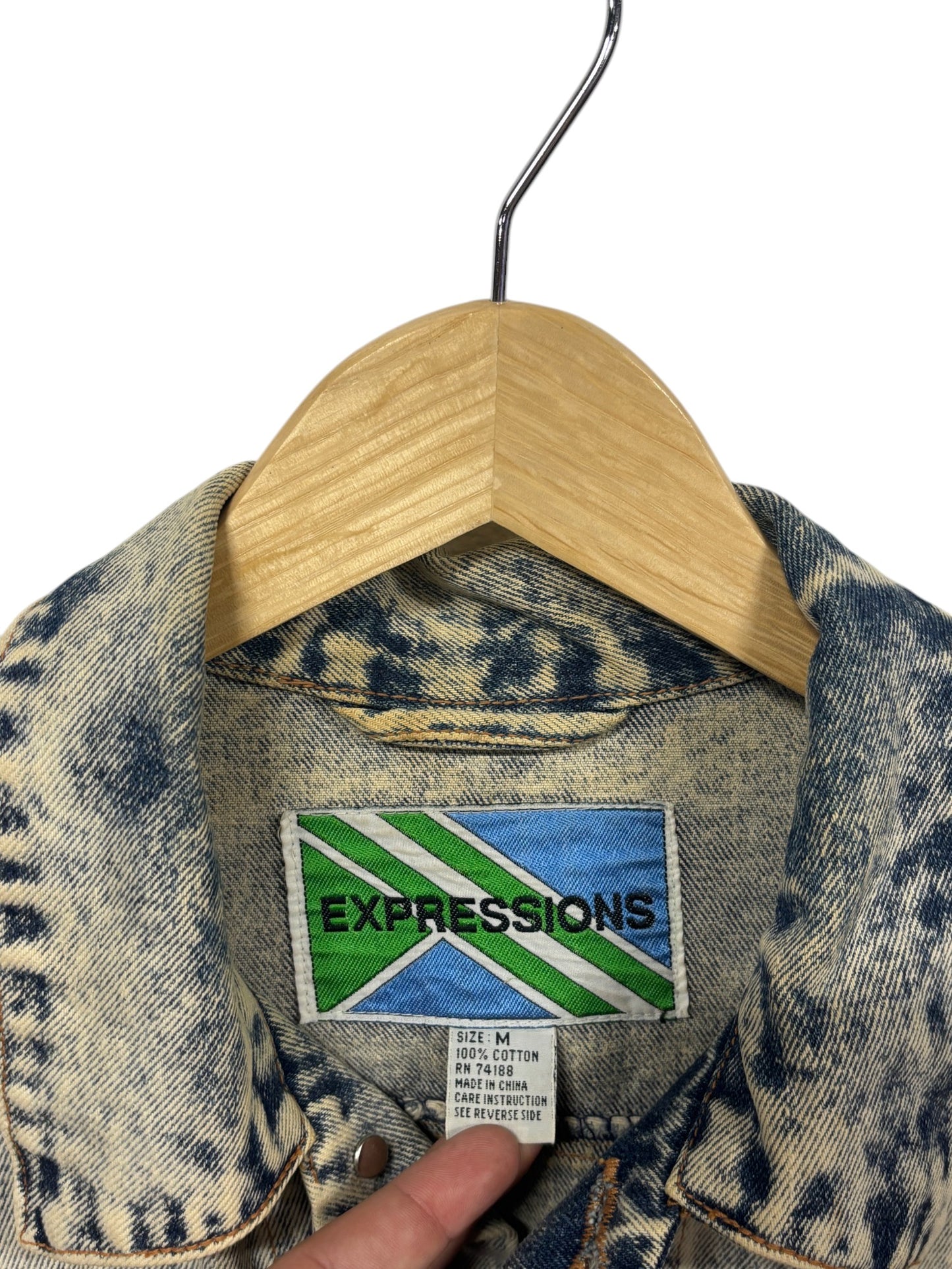 Vintage Expressions Acid Wash Denim Trucker Jacket Size Medium