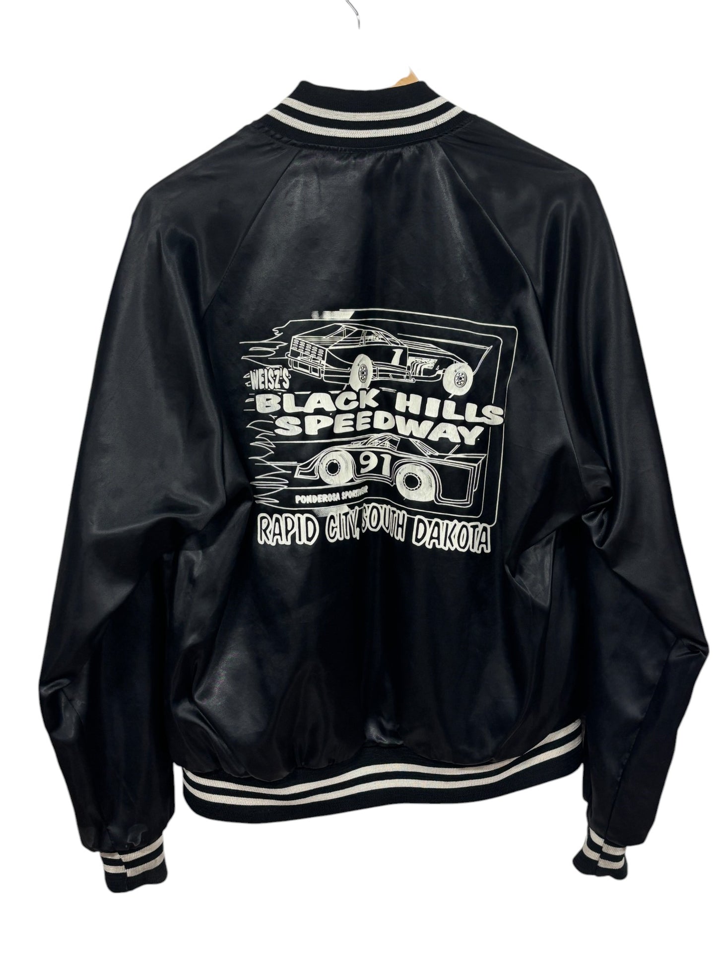 Vintage 90's Black Hills Speedway South Dakota Satin Jacket Size Large