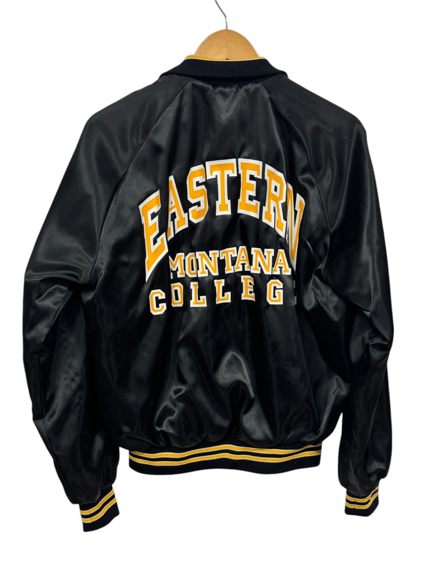 Vintage Eastern Montana College Satin Bomber Jacket Size Medium