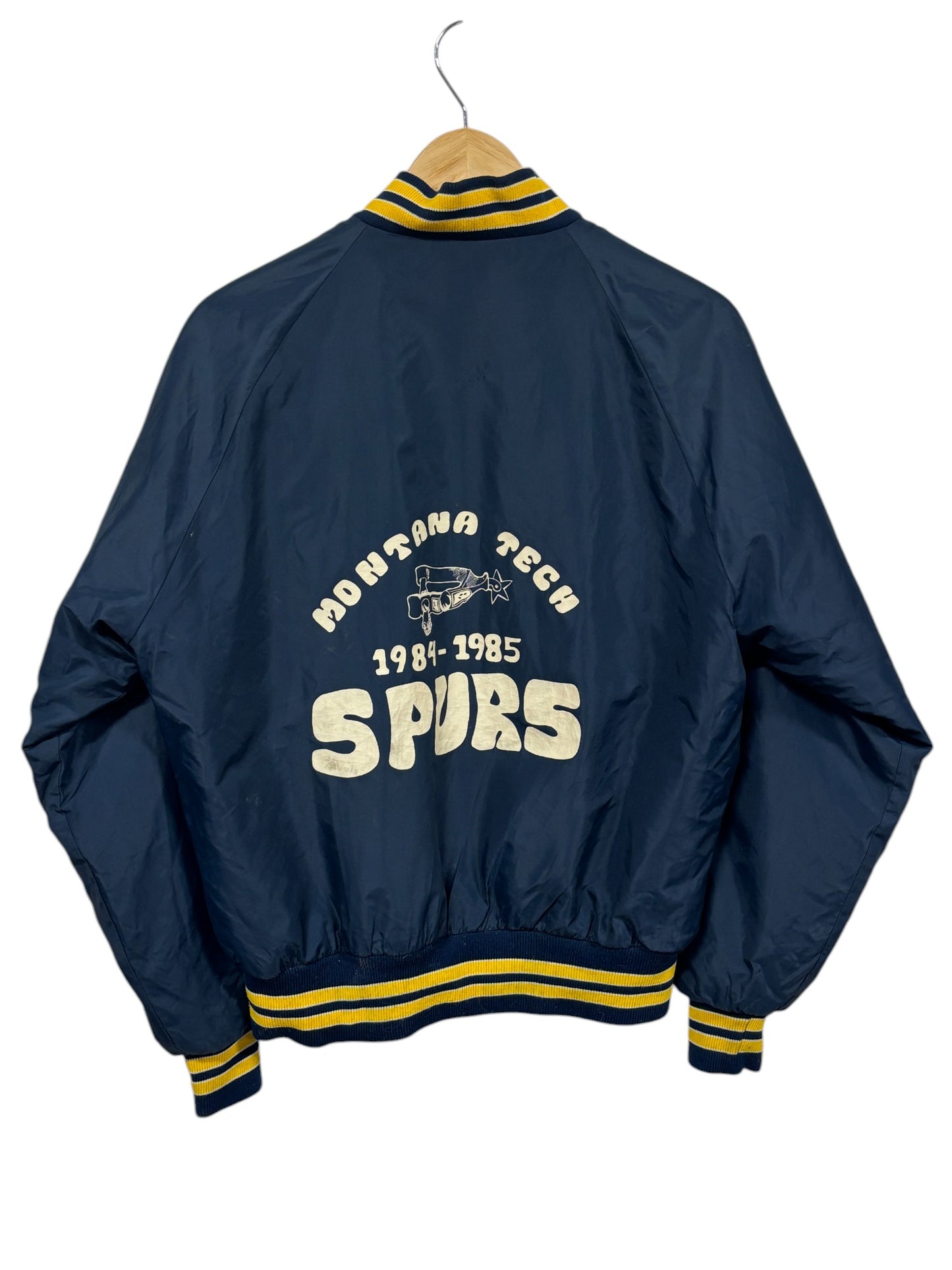 Vintage 80's Montana Tech Spurs Satin Bomber Jacket Size Medium
