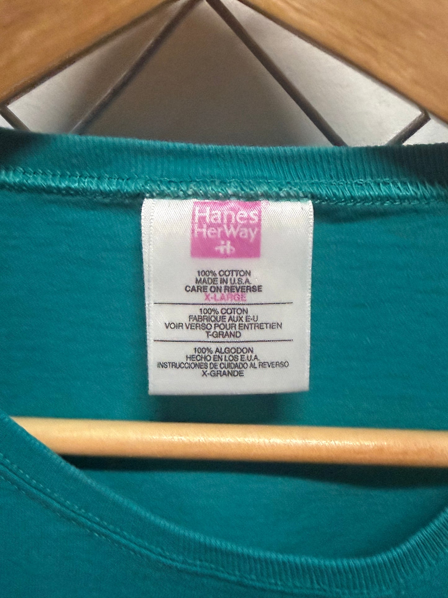 Vintage 90's Women's Hanes Her Way Blue Blank Tee Size XL