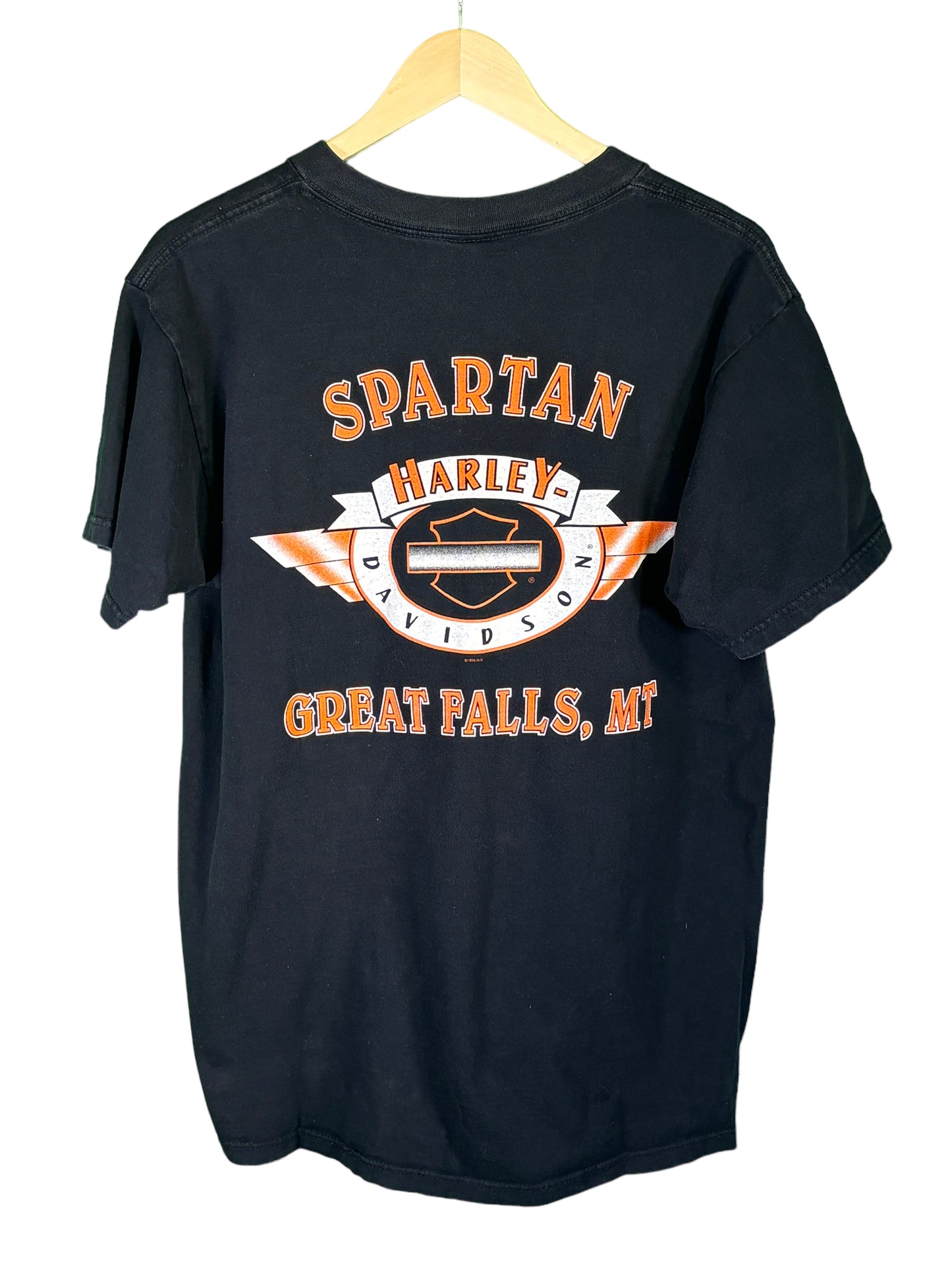 Vintage 90's Harley Davidson Spartan Great Falls Montana Biker Tee Size Large