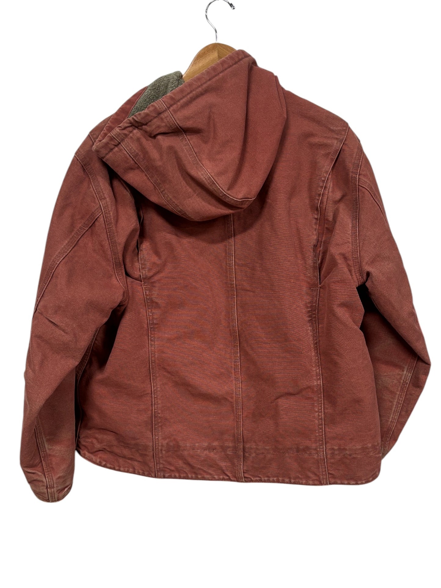 Vintage Carhartt Women's Sherpa Lined Pink Hooded Work Jacket Size XL