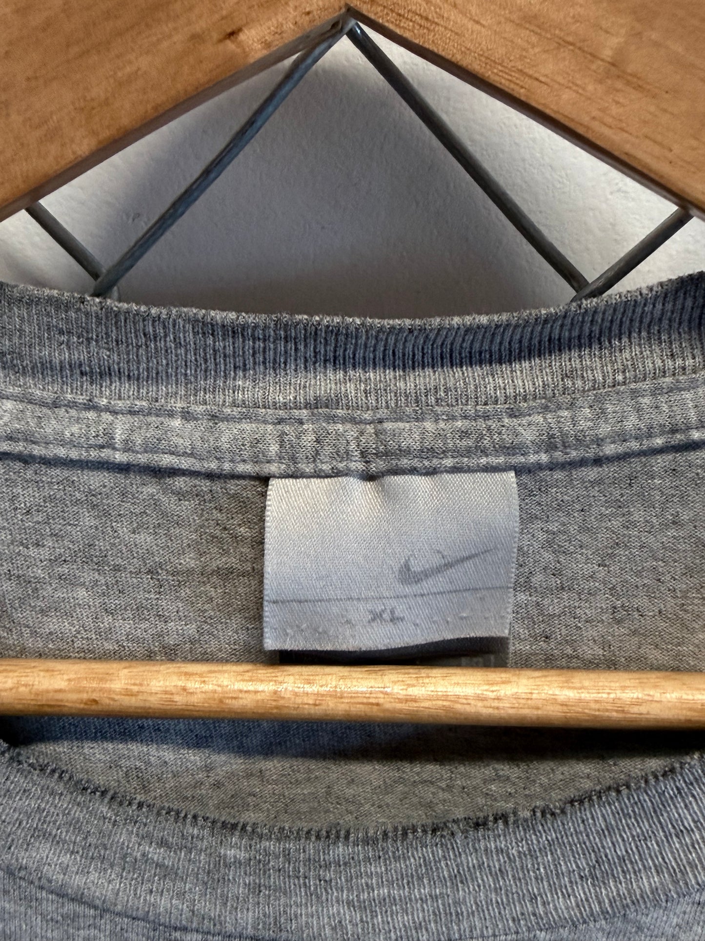 Vintage Y2K Nike Athletics Faded Grey Graphic Tee Size XL