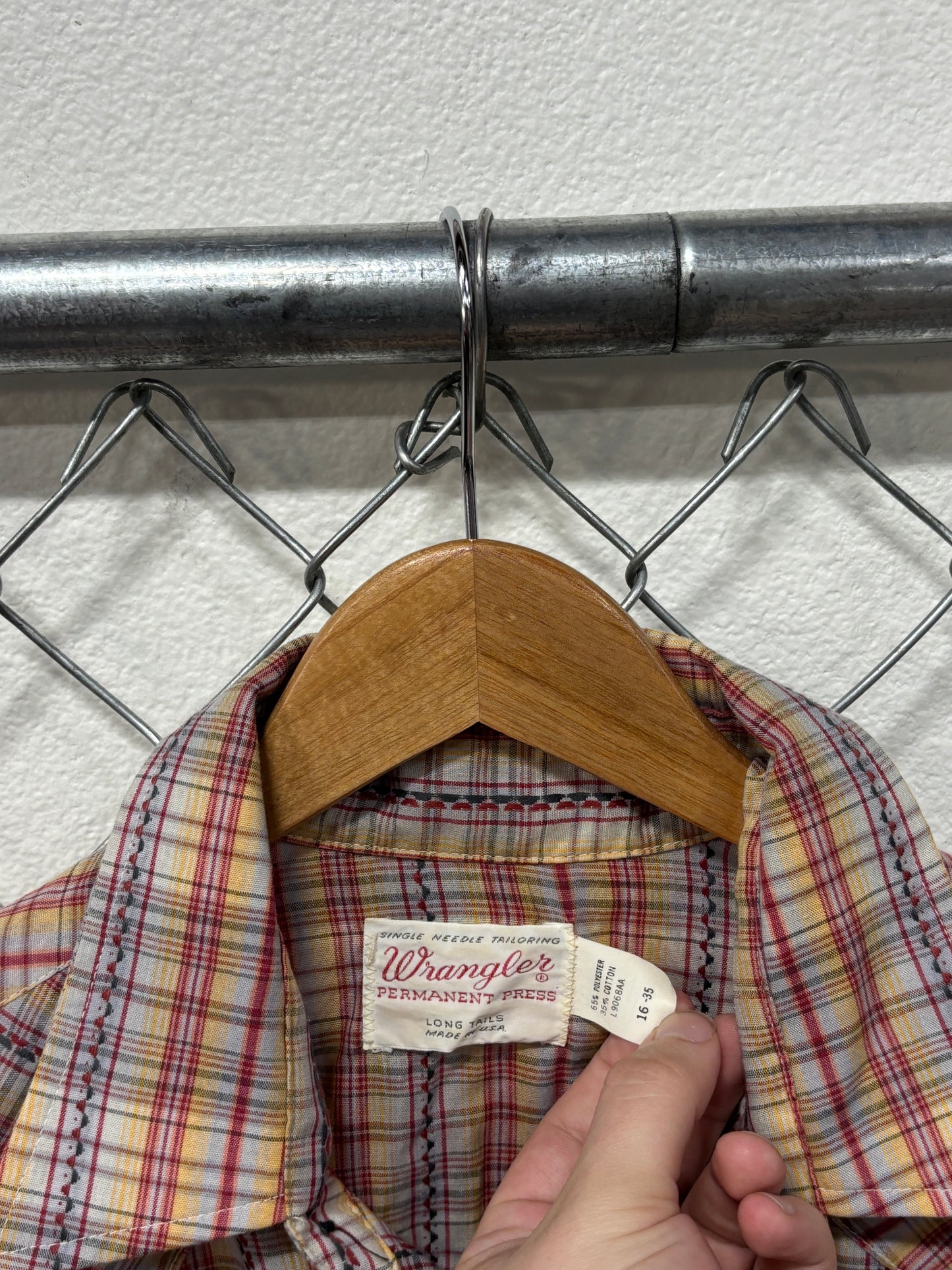 Vintage Wrangler Permanent Press Pearl Snap Western Shirt Size XL