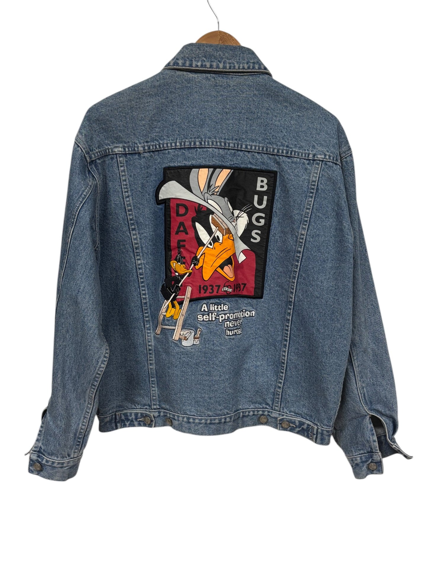 Vintage 90's Looney Tunes Daffy Duck Denim Trucker Jacket Size Medium