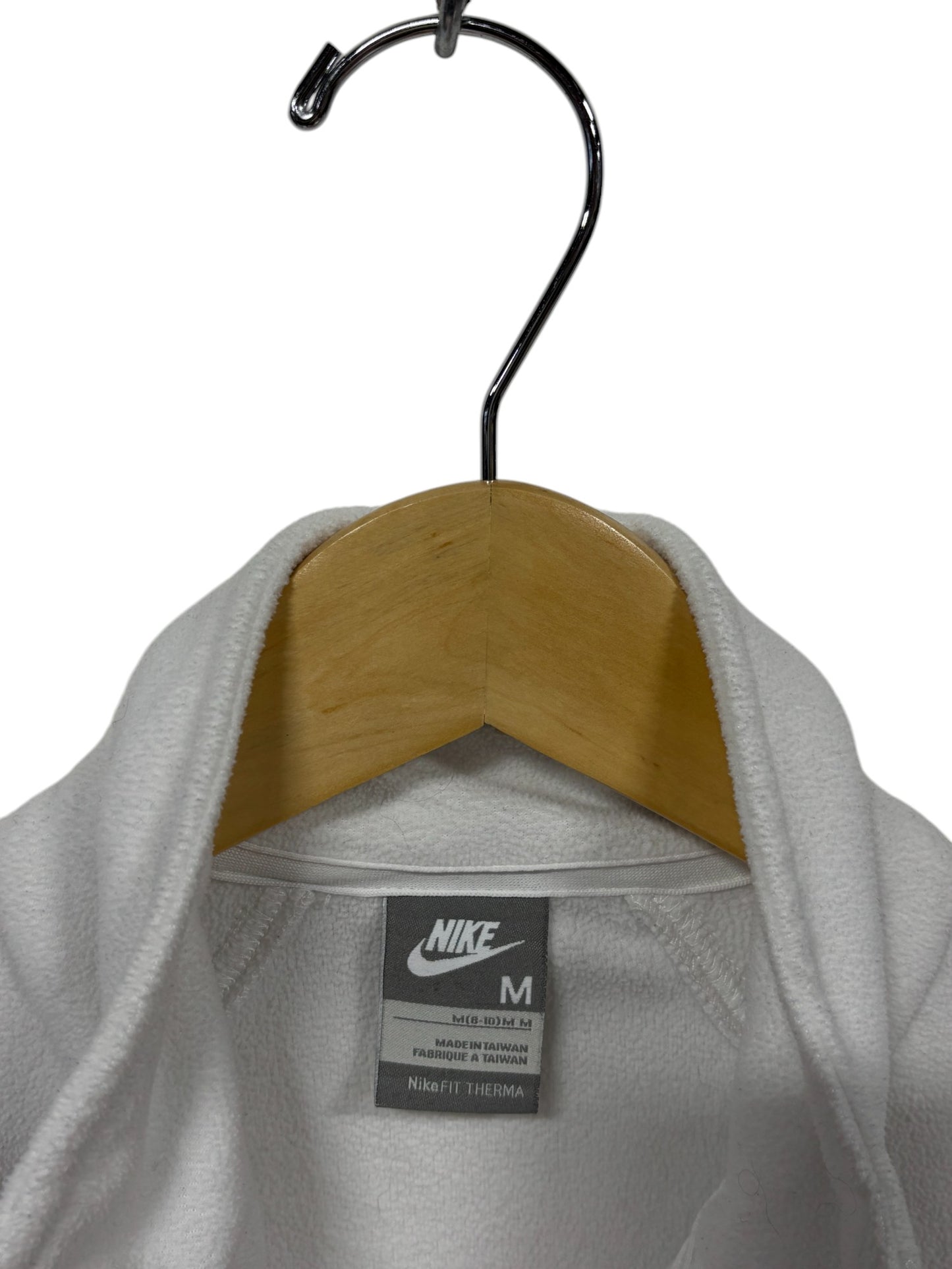 Nike White Small Swoosh Logo Fleece Size Medium