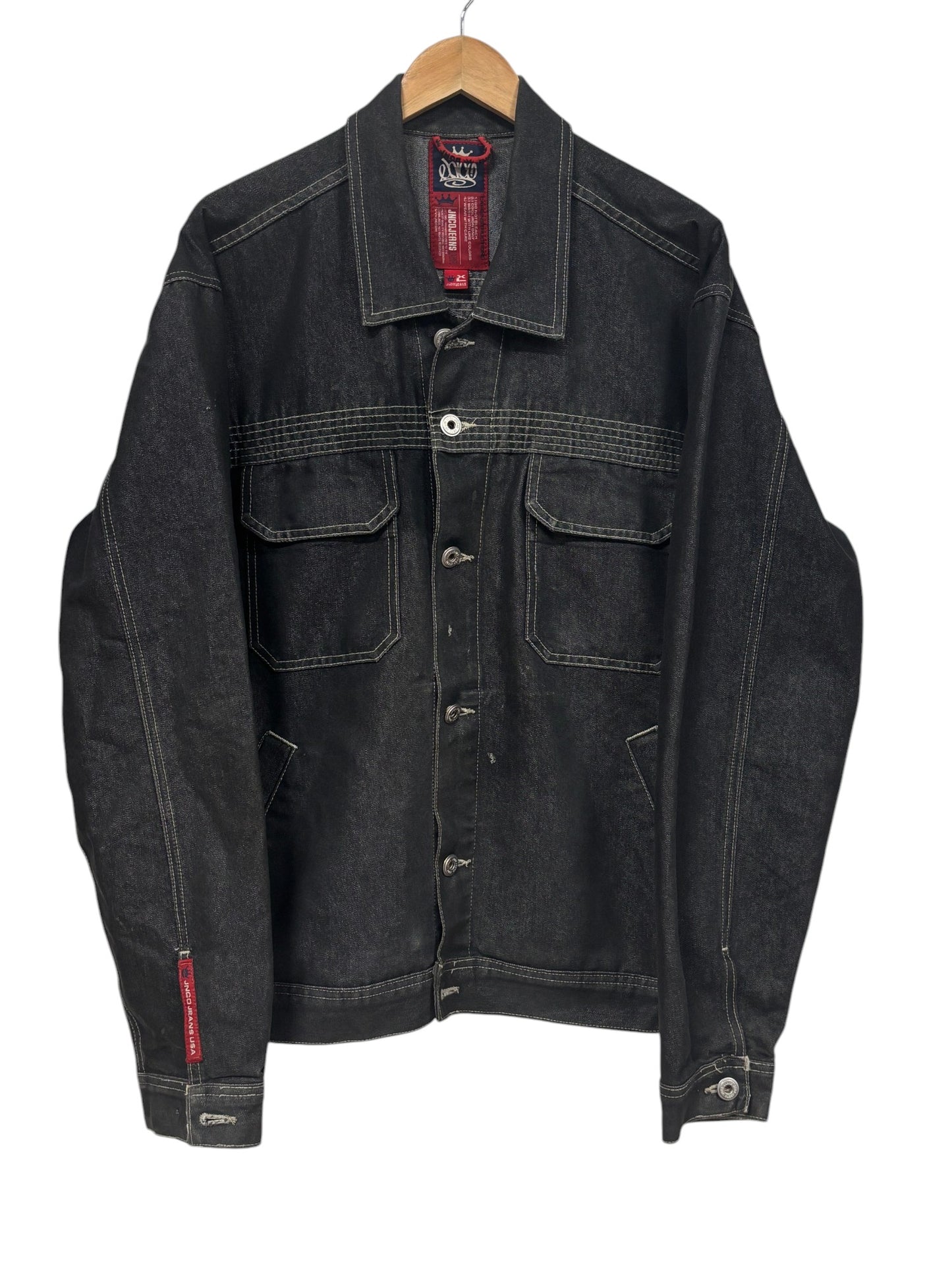 Vintage 90's JNCO Jeans Black Denim Trucker Jacket Size XL