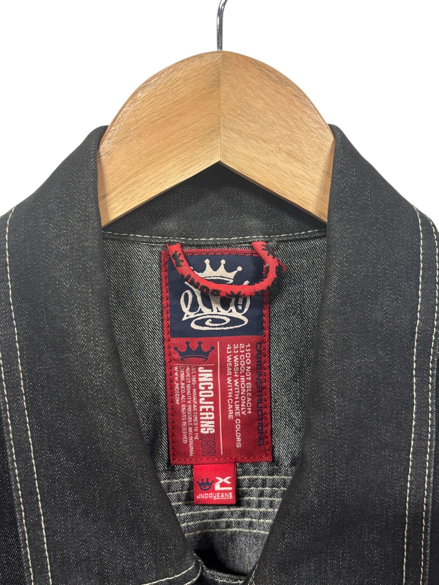 Vintage 90's JNCO Jeans Black Denim Trucker Jacket Size XL