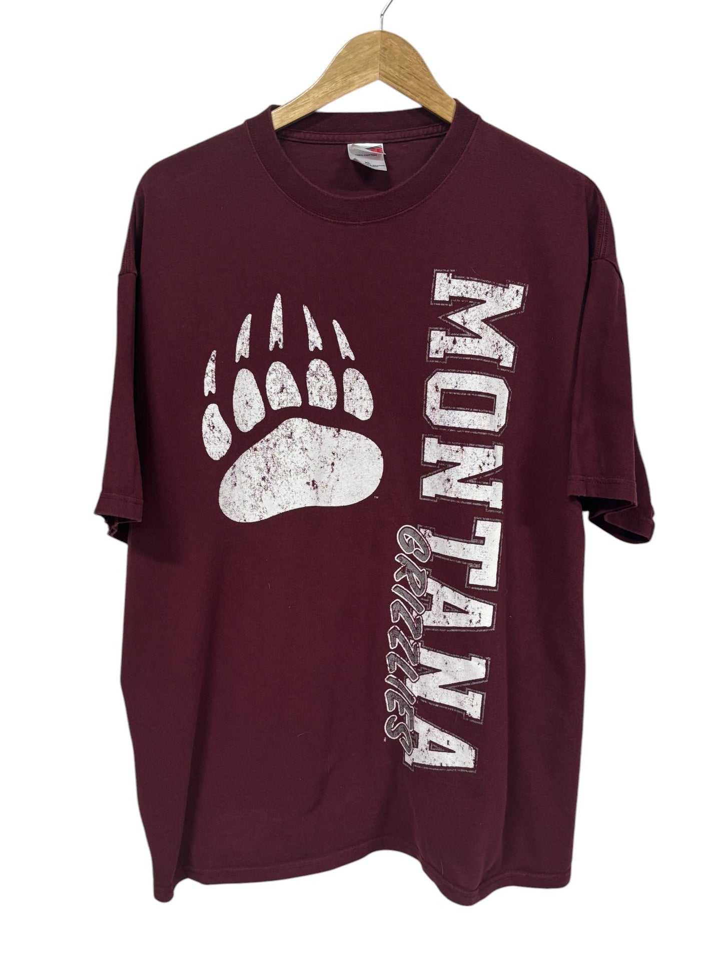 Vintage University of Montana Grizzlies Bear Paw Logo Tee Size XL