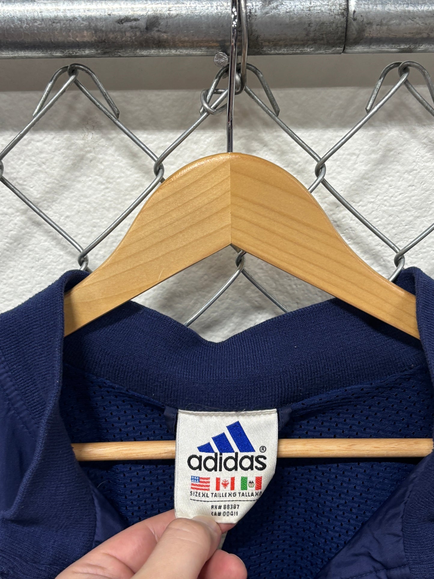 Vintage 90's Adidas Striped Blue Windbreaker Jacket Size XL