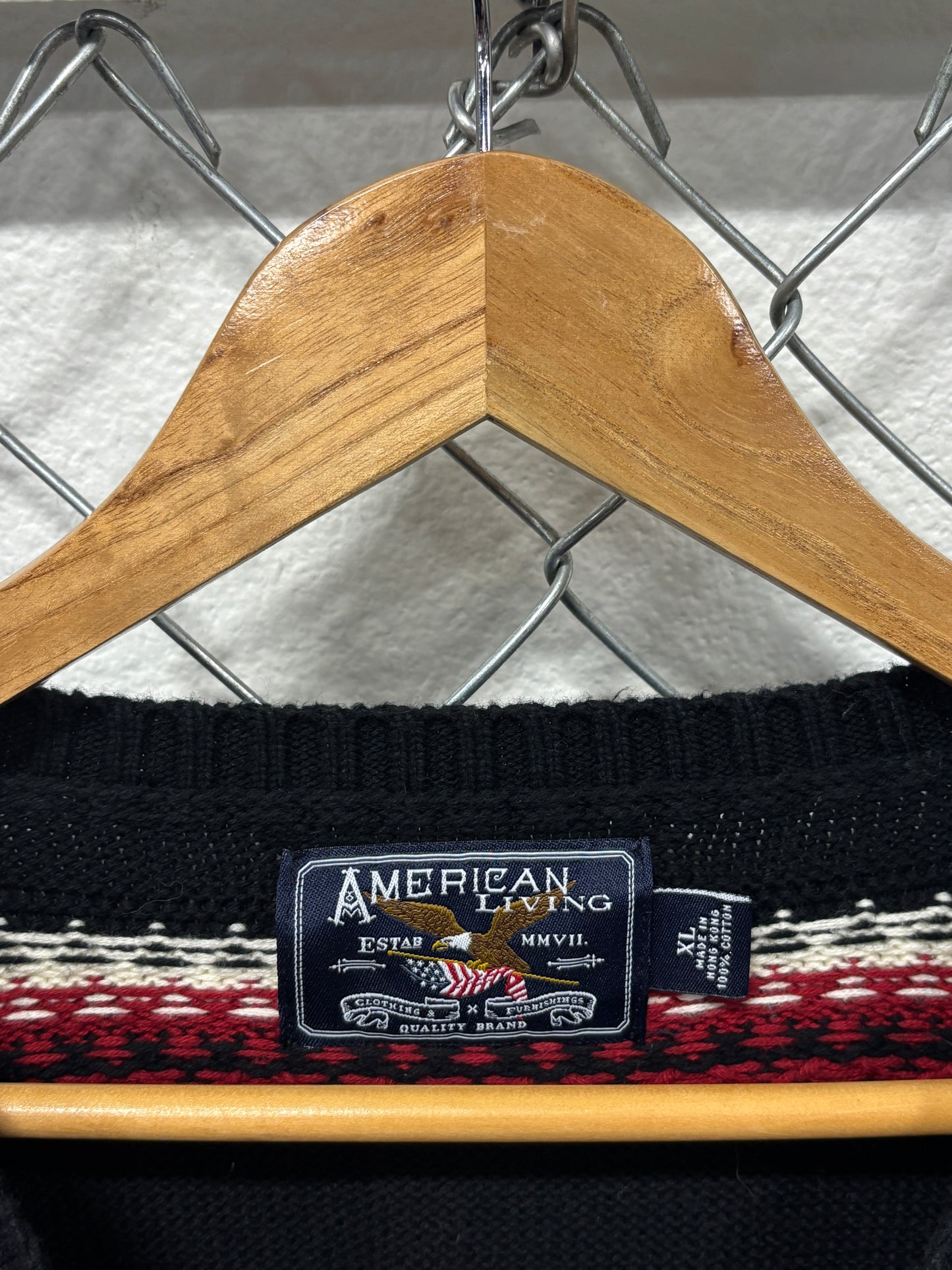 Vintage 90's Black Acrylic Knit Snowflake Pattern Sweater Size XL