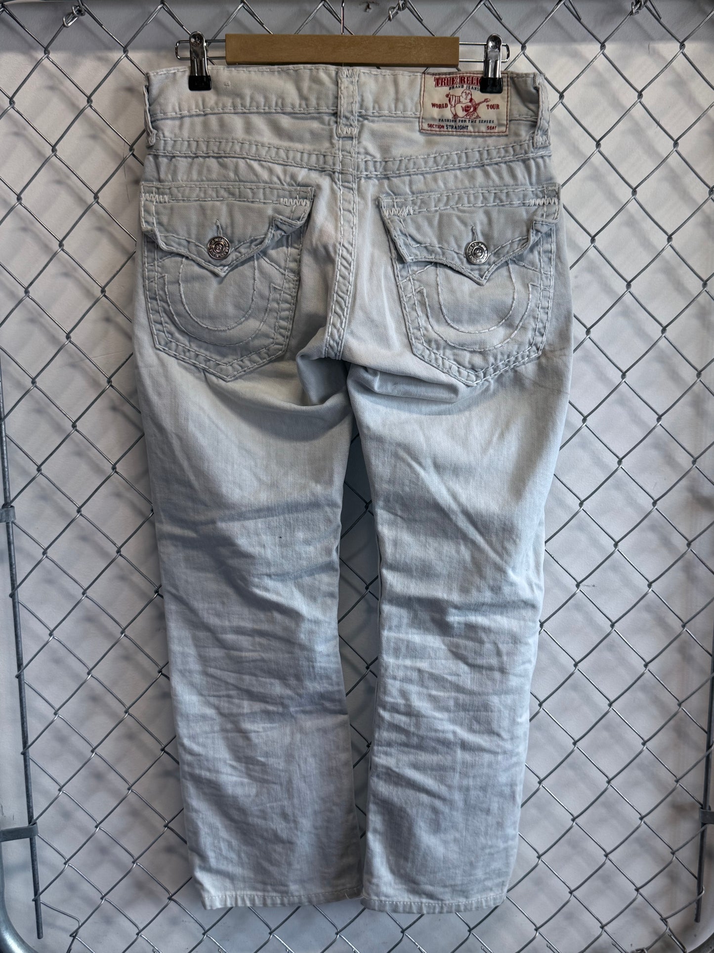 True Religion Light Wash Straight Leg Denim Jeans Size 32x29